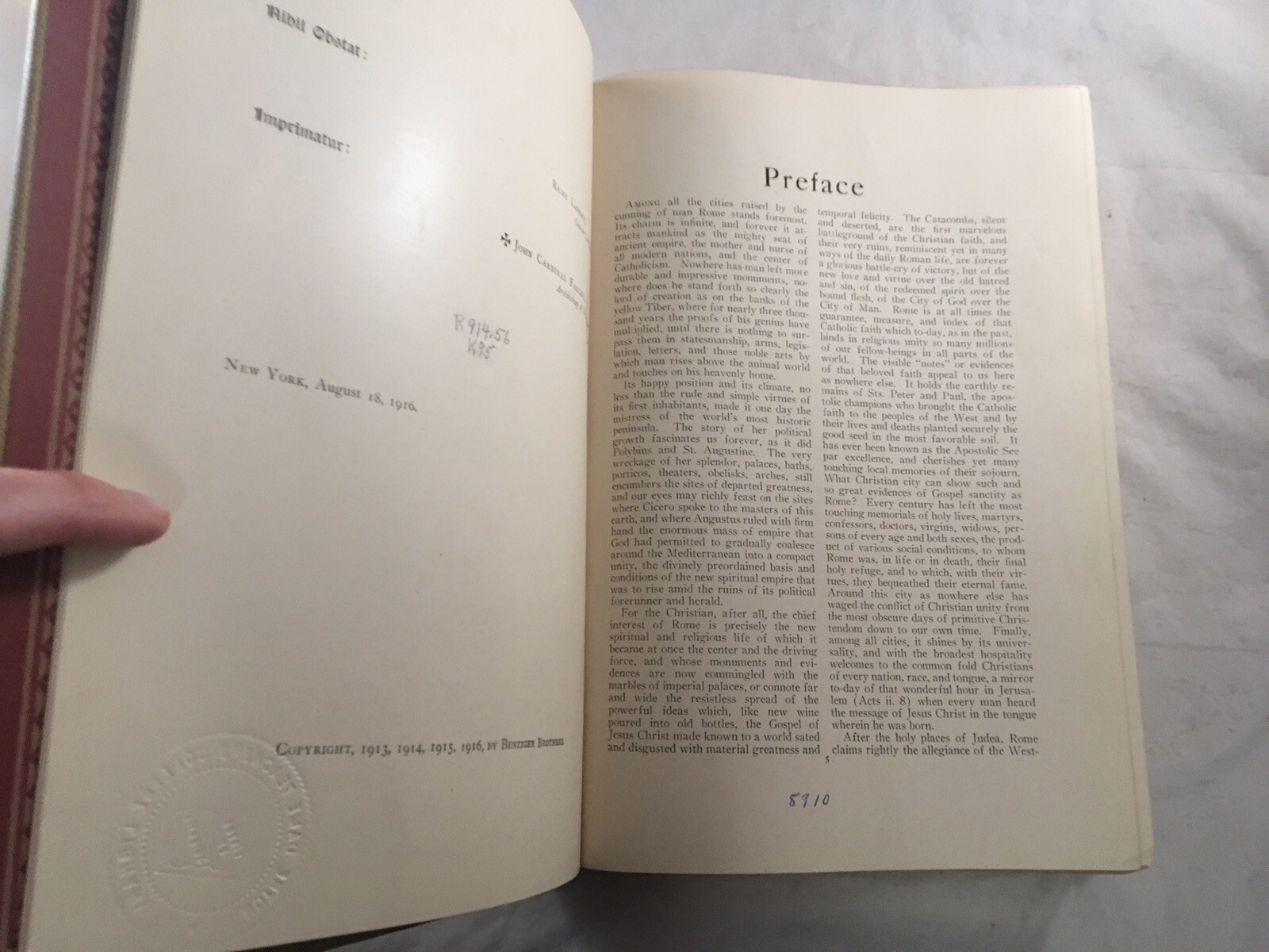 ANTIQUE BOOK ROMA ANCIENT SUBTERRANEAN & MODERN ROME BY REV ALBERT KUHN 1916