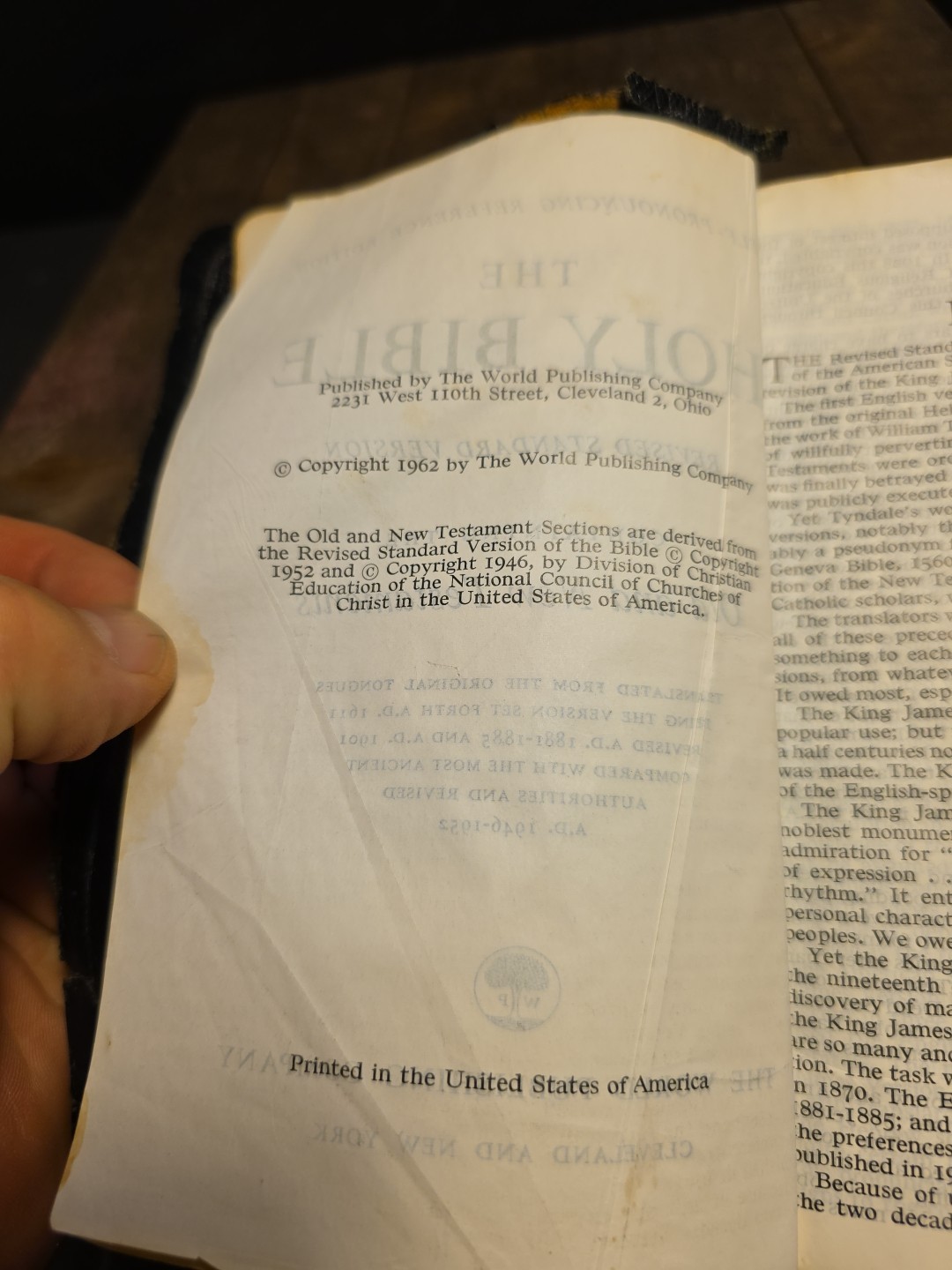 Holy Bible Self-Pronouncing Edition Leather Black World Publishing Company 1960s