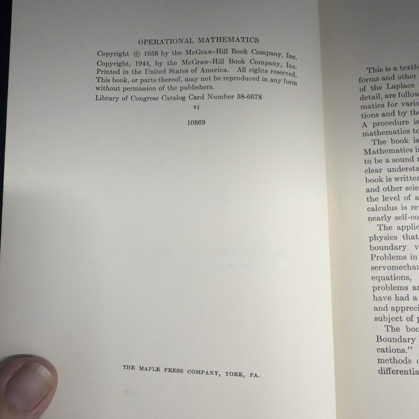 Operational Mathematics 2nd Edition By Churchill Vintage 1958