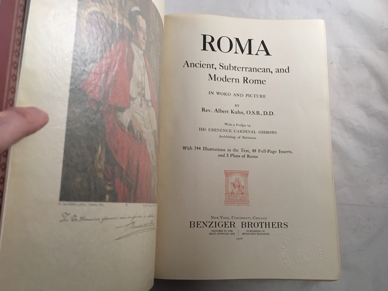ANTIQUE BOOK ROMA ANCIENT SUBTERRANEAN & MODERN ROME BY REV ALBERT KUHN 1916
