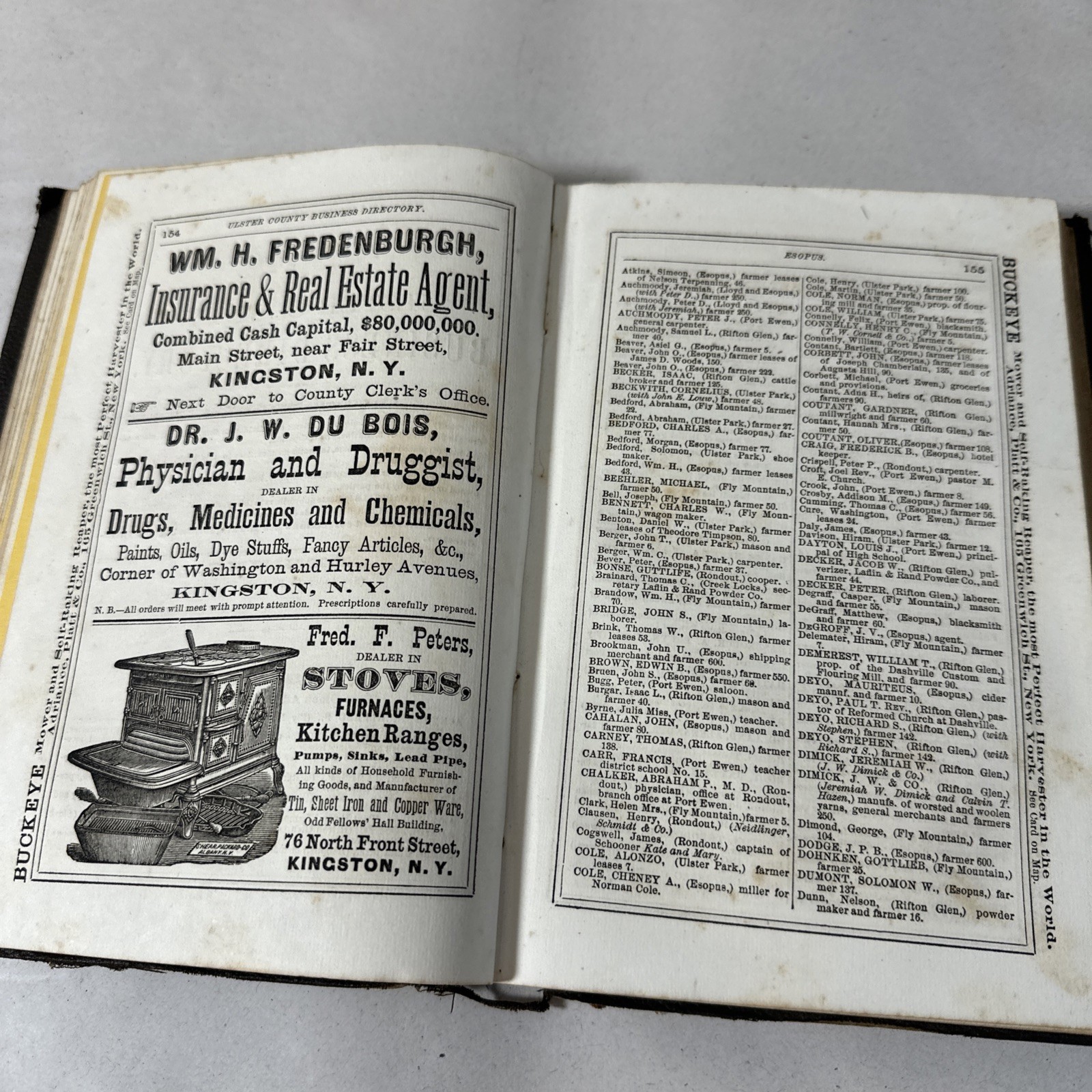 Gazetteer Business Directory Ulster County New York 1871 First Edition Book Map