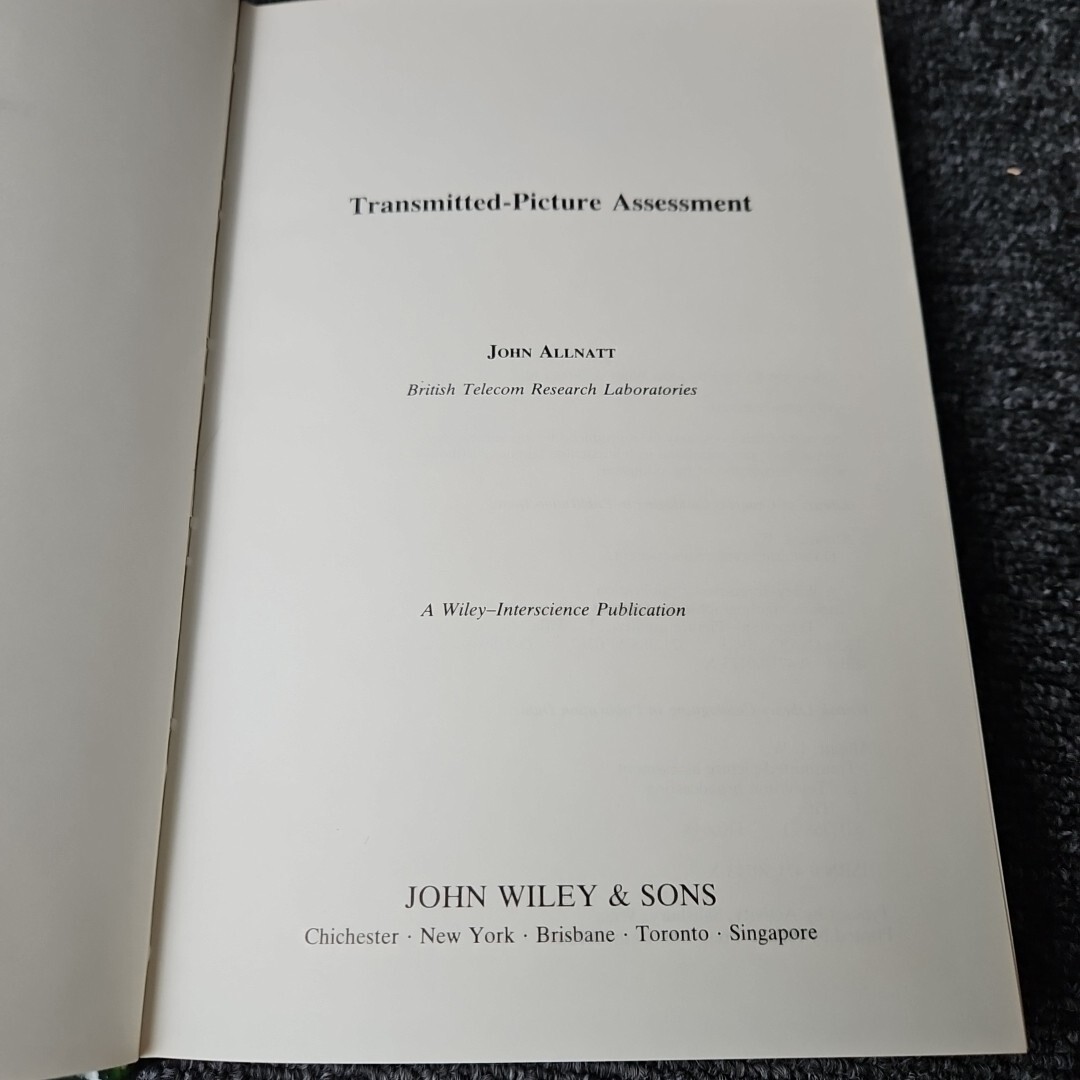Transmitted-Picture Assessment John Allnatt 1983 Rare
