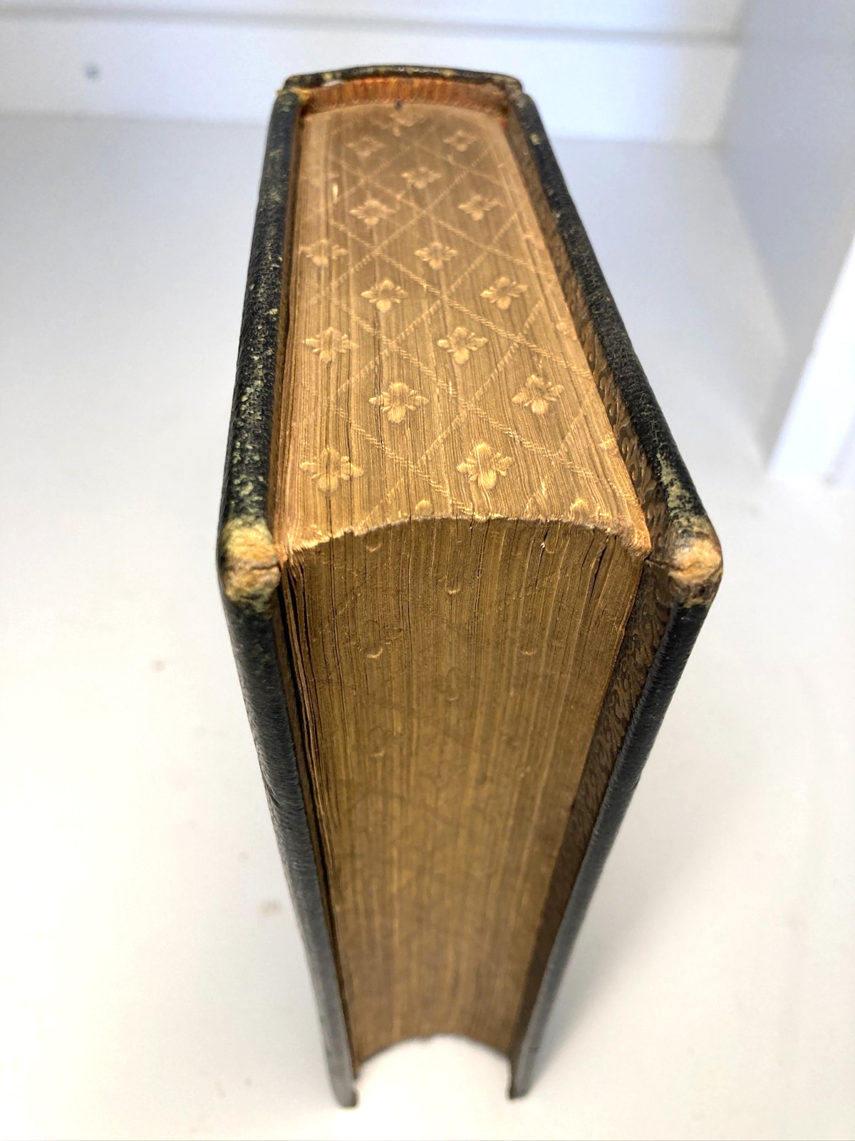 1853 Book of English Poetry Black Morocco Leather Gothic Binding Gauffred