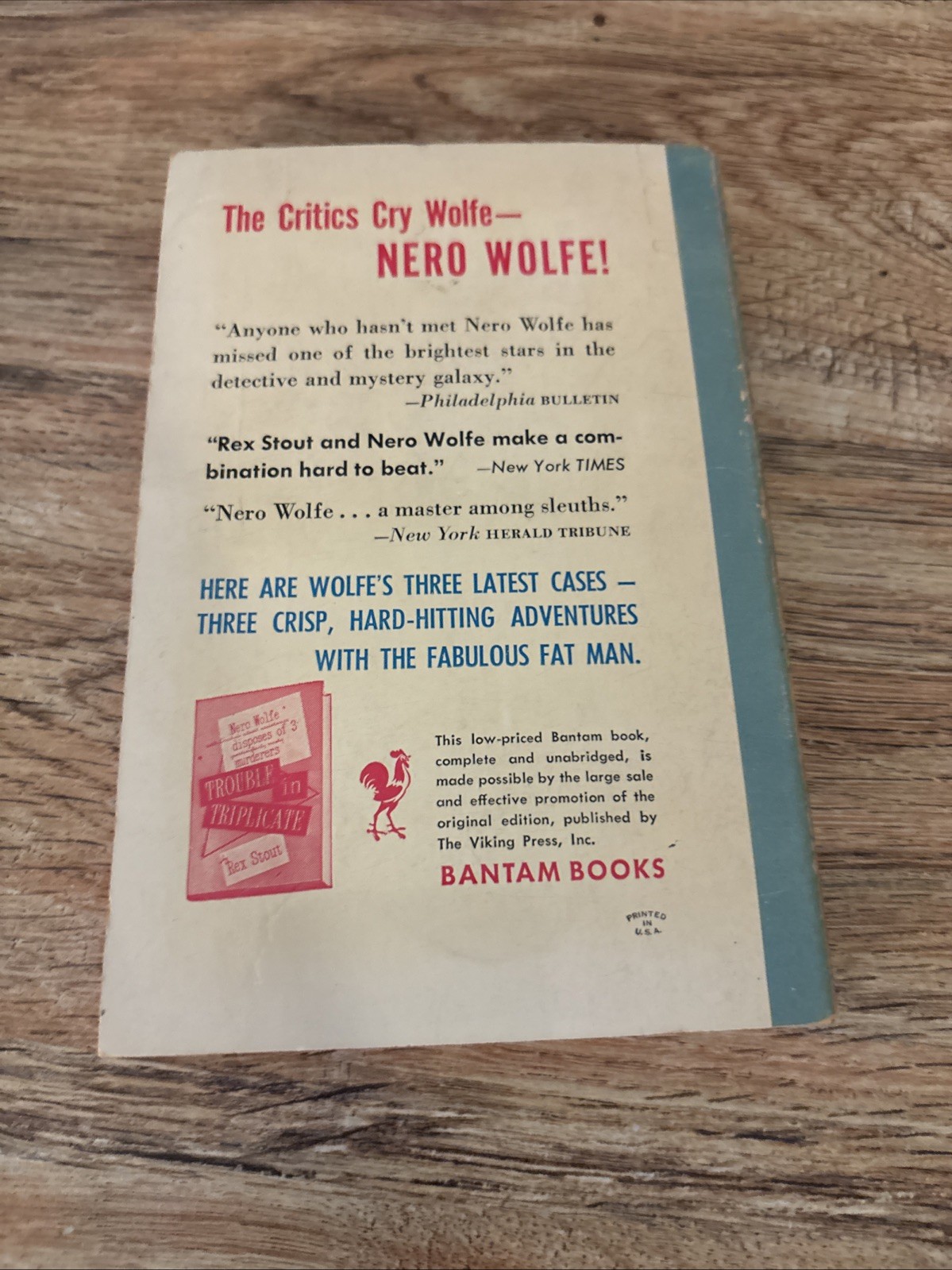 3 Early Vintage Rex Stout PB 1sts. Nero Wolfe. rubber Band, Too Many Cooks, +