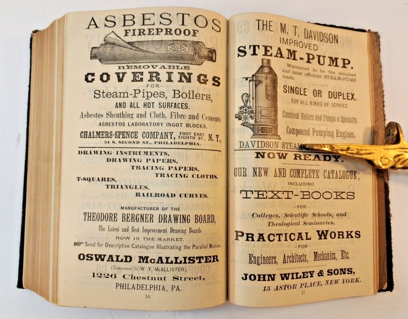 1887 Trautwine’s Civil Engineers Pocket Book Antique Advertising Leather Cover