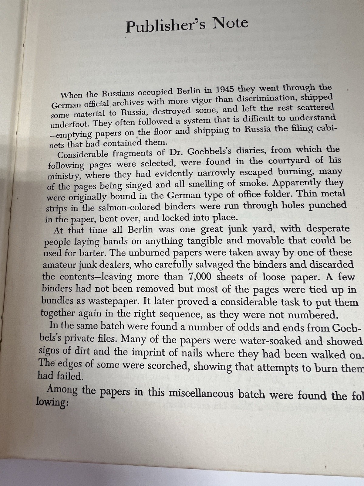 THE GOEBBELS DIARIES, 1942-1943 – Joseph Goebbels – 1948 – WWII