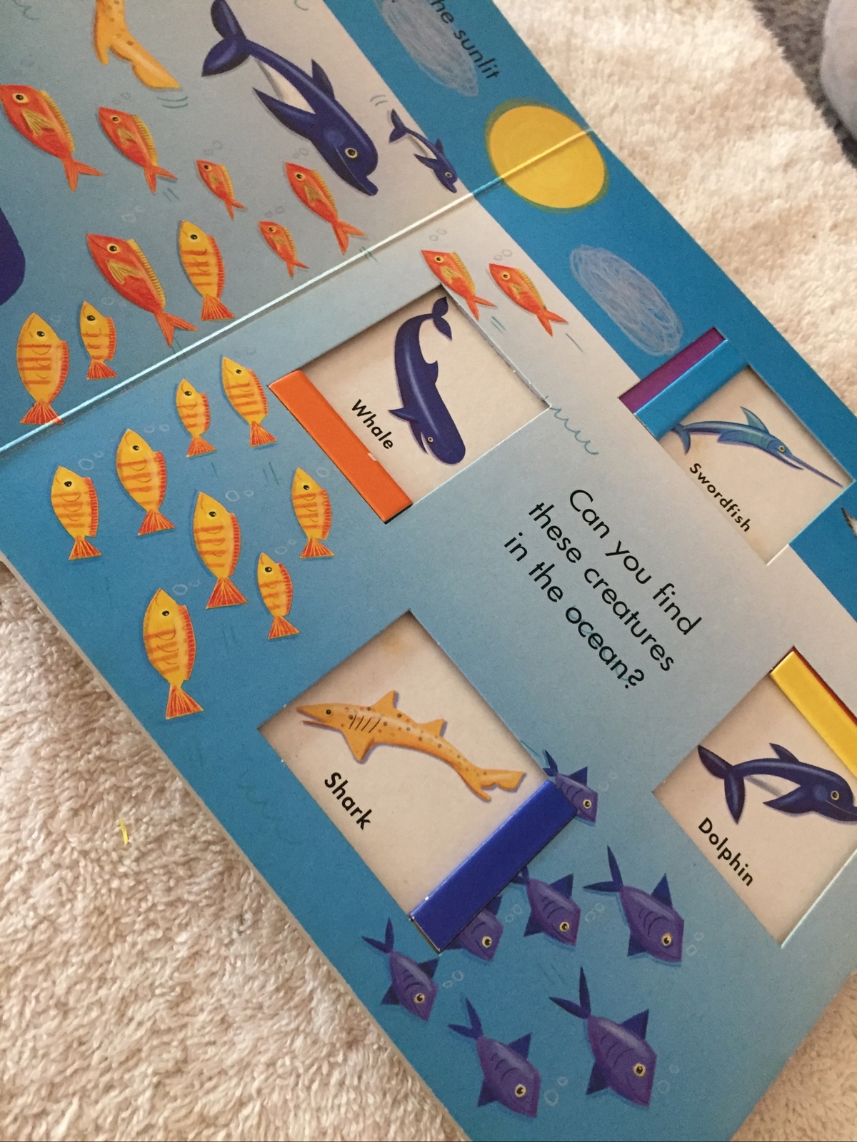 Rare Vintage Board Book In the Sea (Seek and Slide Series)
