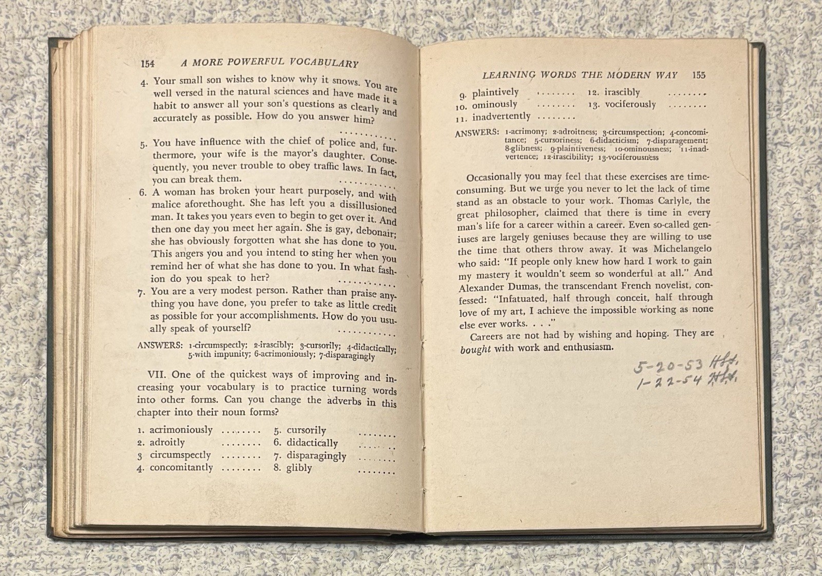 1952- “30 Days To A More Powerful Vocabulary” By: Wilfred Funk