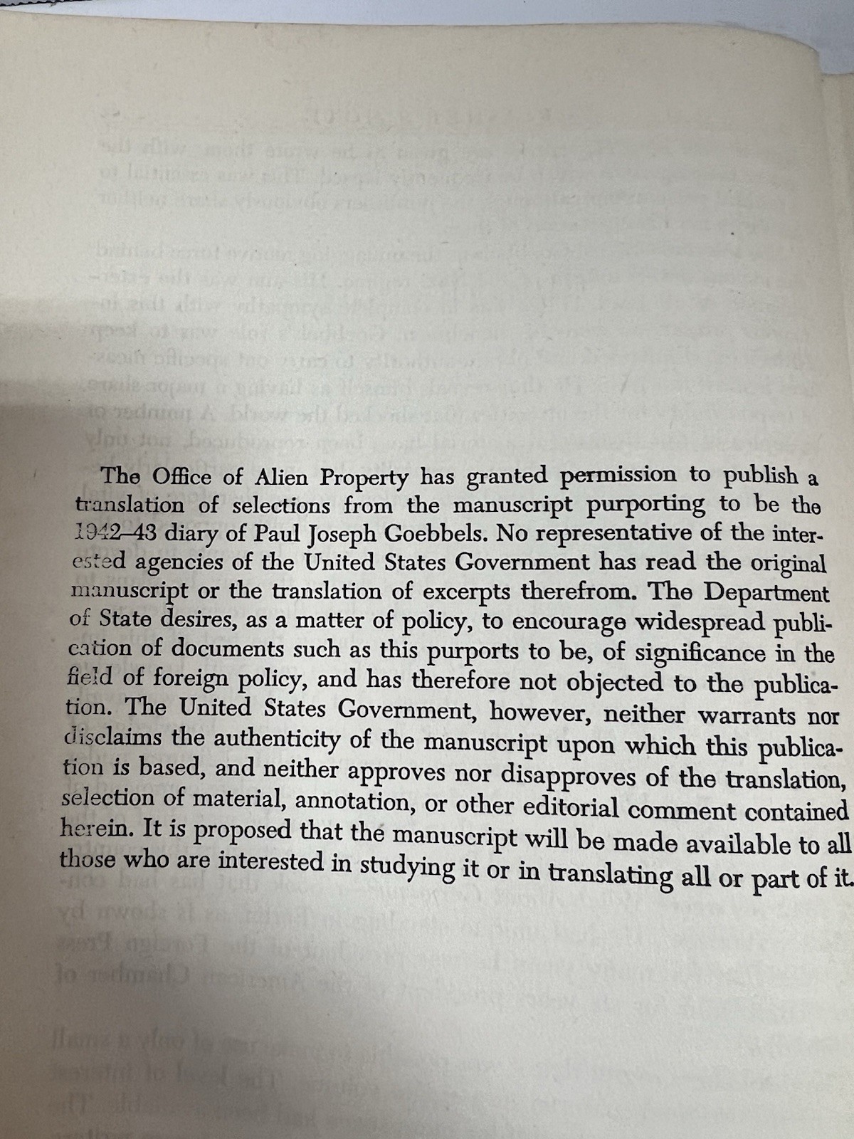 THE GOEBBELS DIARIES, 1942-1943 – Joseph Goebbels – 1948 – WWII