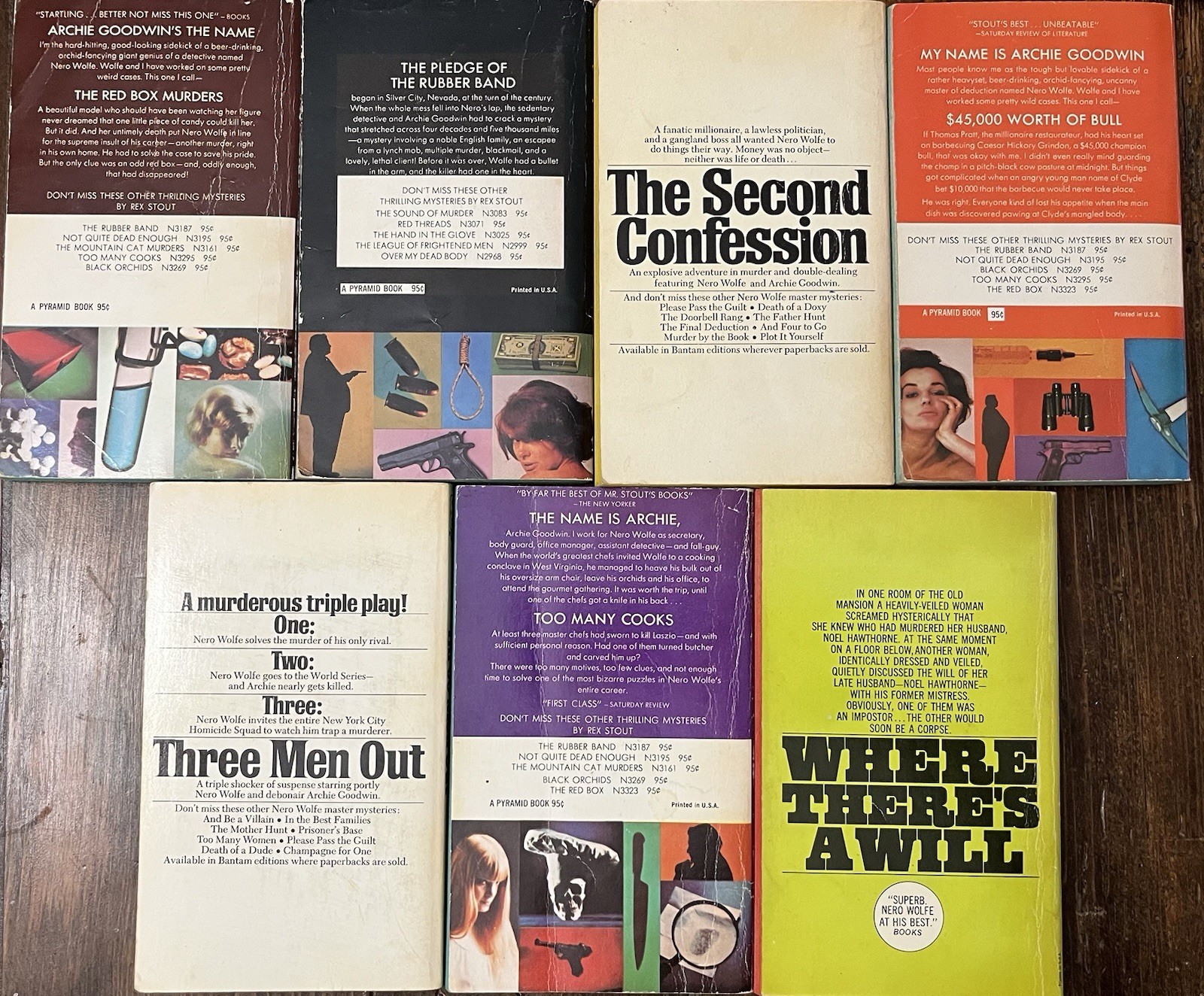 NERO WOLFE BY REX STOUT Lot Of 7 Vintage Softcover Paperbacks Mysteries Novels