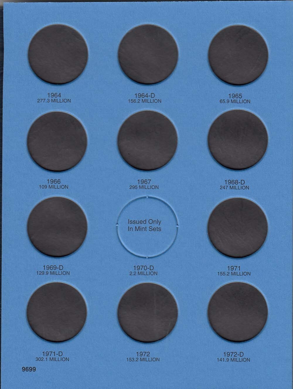 Whitman Blue Coin Folder For Kennedy Half Dollar No 1 1964-1985 Album 9699 New