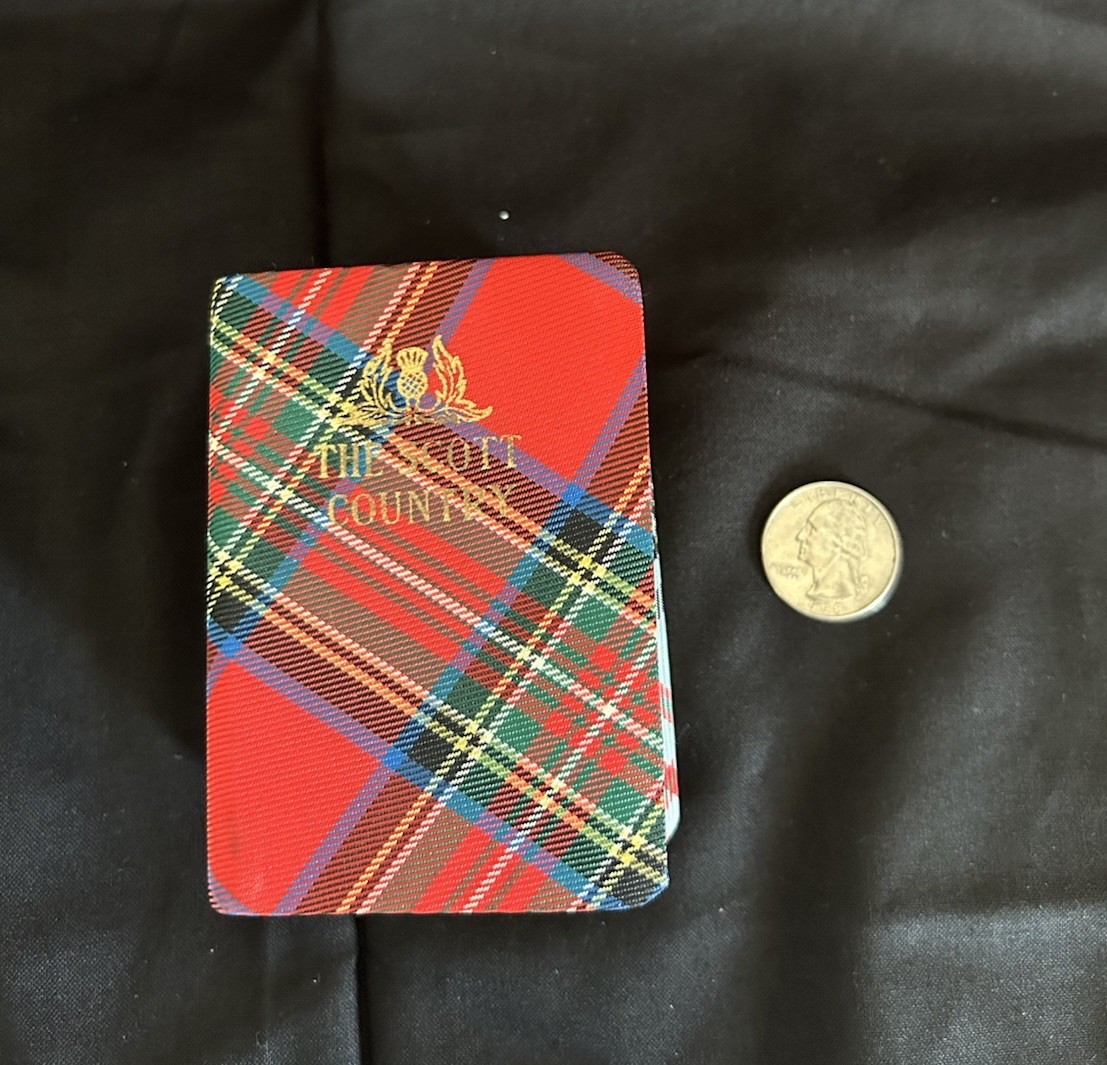 Lot 3 Rare Antique Miniature Thistle Library Silk Tartan Covered Scottish Books