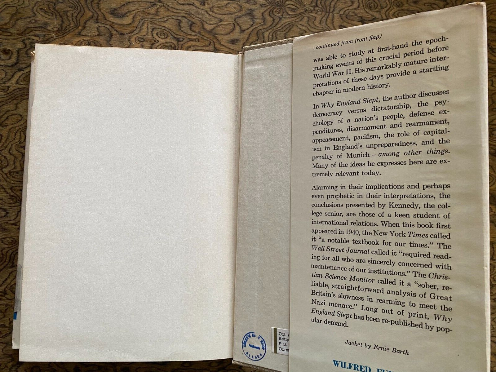 Why England Slept by John F. Kennedy Original Edition 1961 HC/DJ