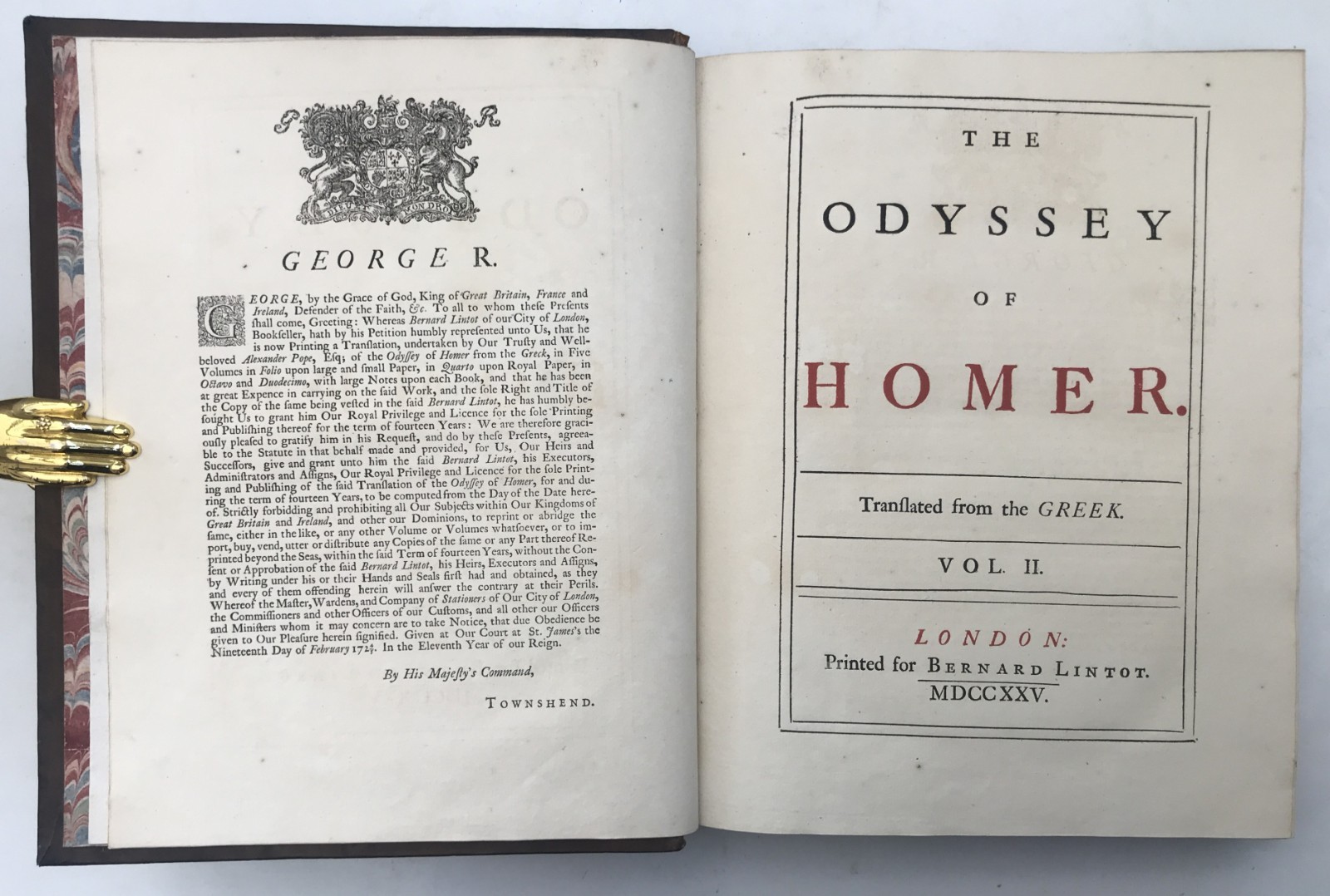 1725-26 Pope THE ODYSSEY OF HOMER 5 Vols First Edition Illustrated Poetry