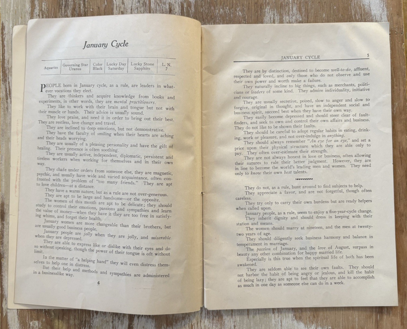 Vintage Horoscope & Dream astrology book Personal Characteristics 1927