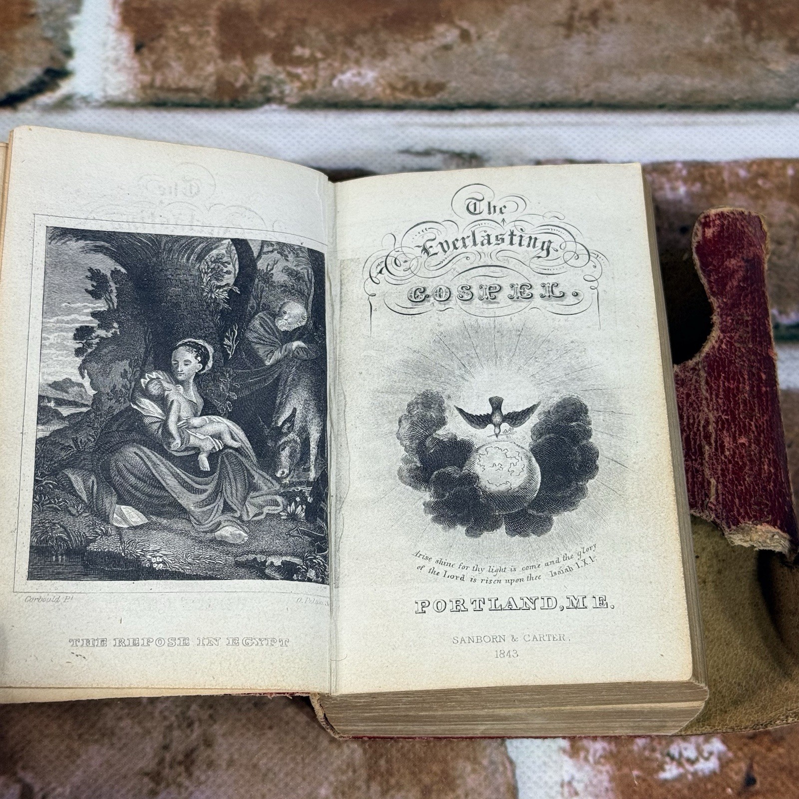 1844 KJV Holy Bible Sanborn & Carter Pocket Red 4.5″x3″ Amazing Condition