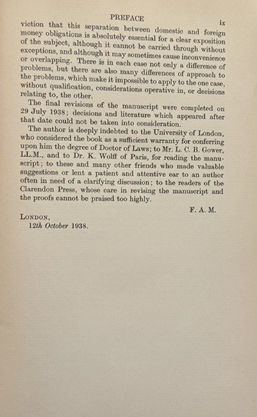 The Legal Aspect of Money by F. A. Mann, Rare, 1938 1st Ed.