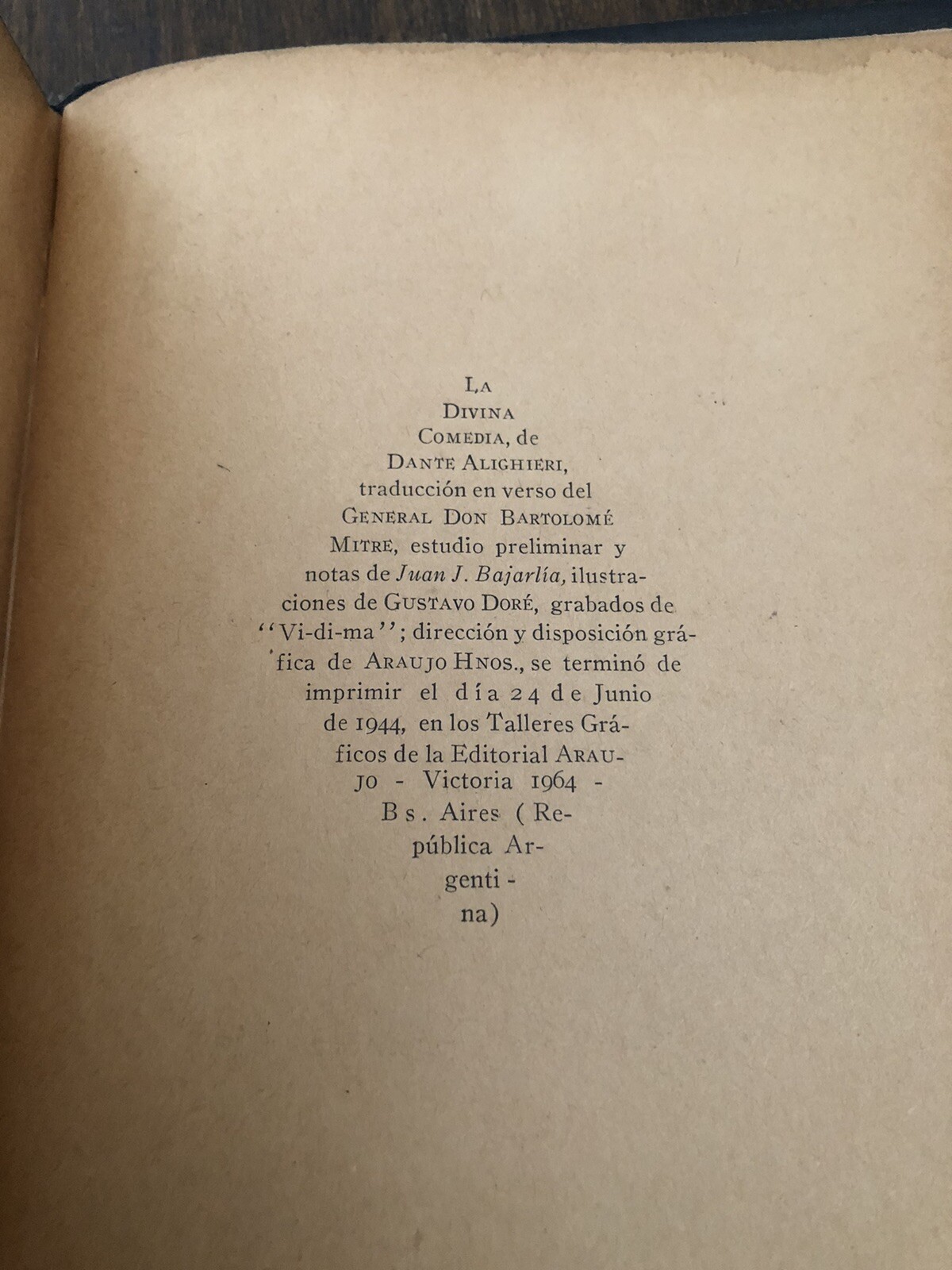 1944 Dante Aleghieri La Divina Comedia Gustavo Dore Bartolome Mitre Ed Araujo