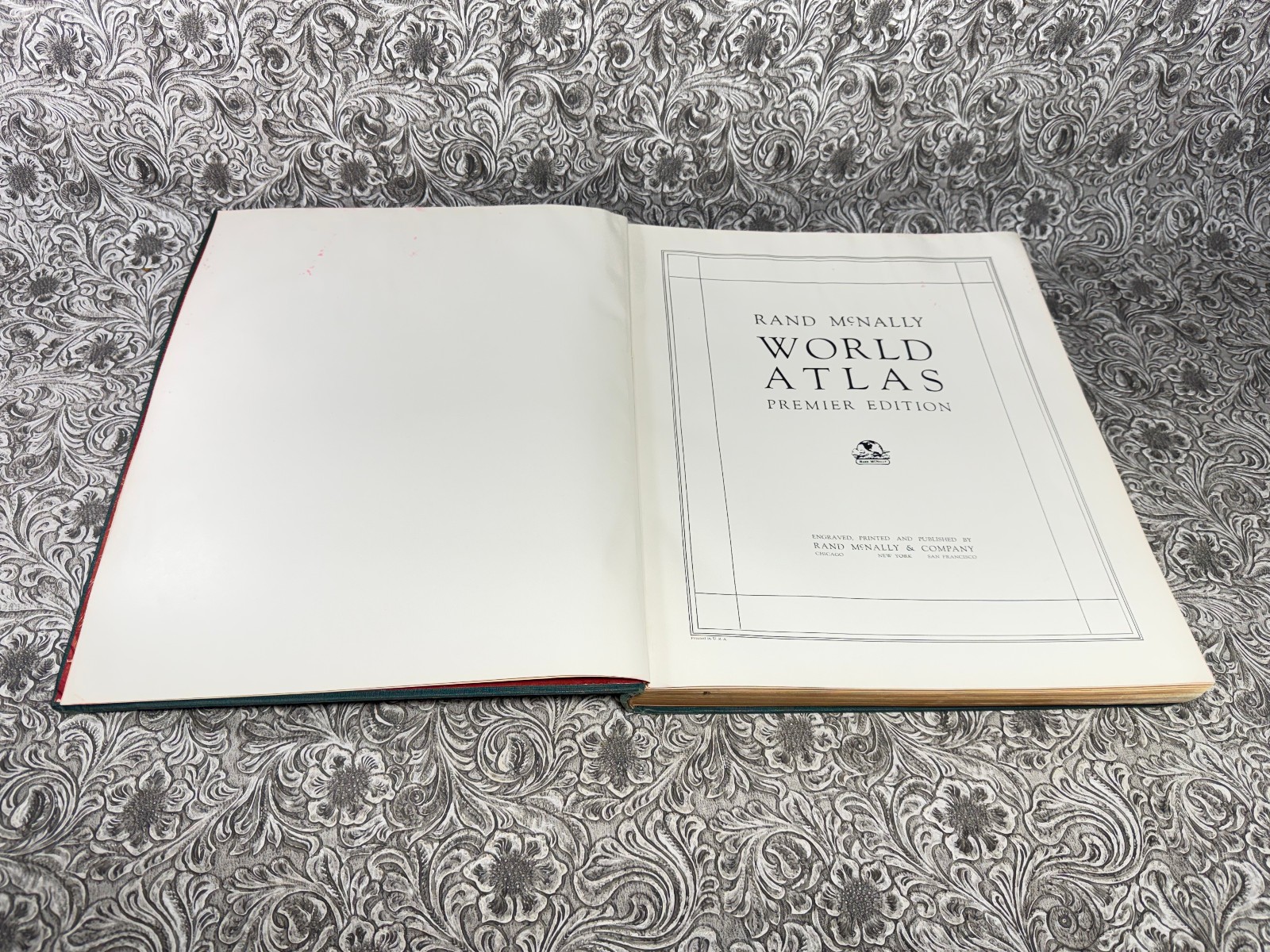 Antique 1942 Rand McNally World Atlas Premier Edition Book Maps Charts War Era