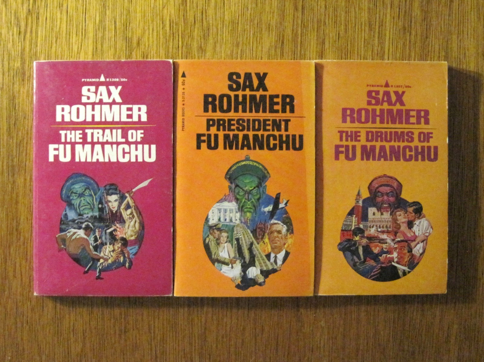Vintage – Sax Rohmer FU MANCHU – 9 Pyramid Paperback Book Lot – Pulp Thrillers