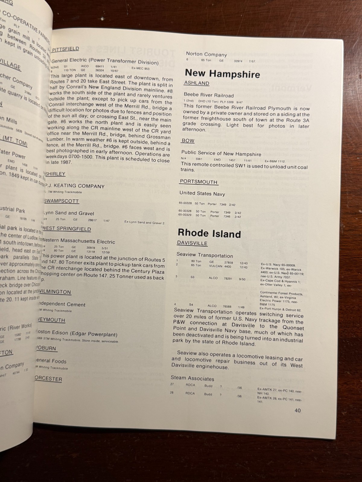 Railfan’s Guide to New England Jack Armstrong 1987 Paperback Book