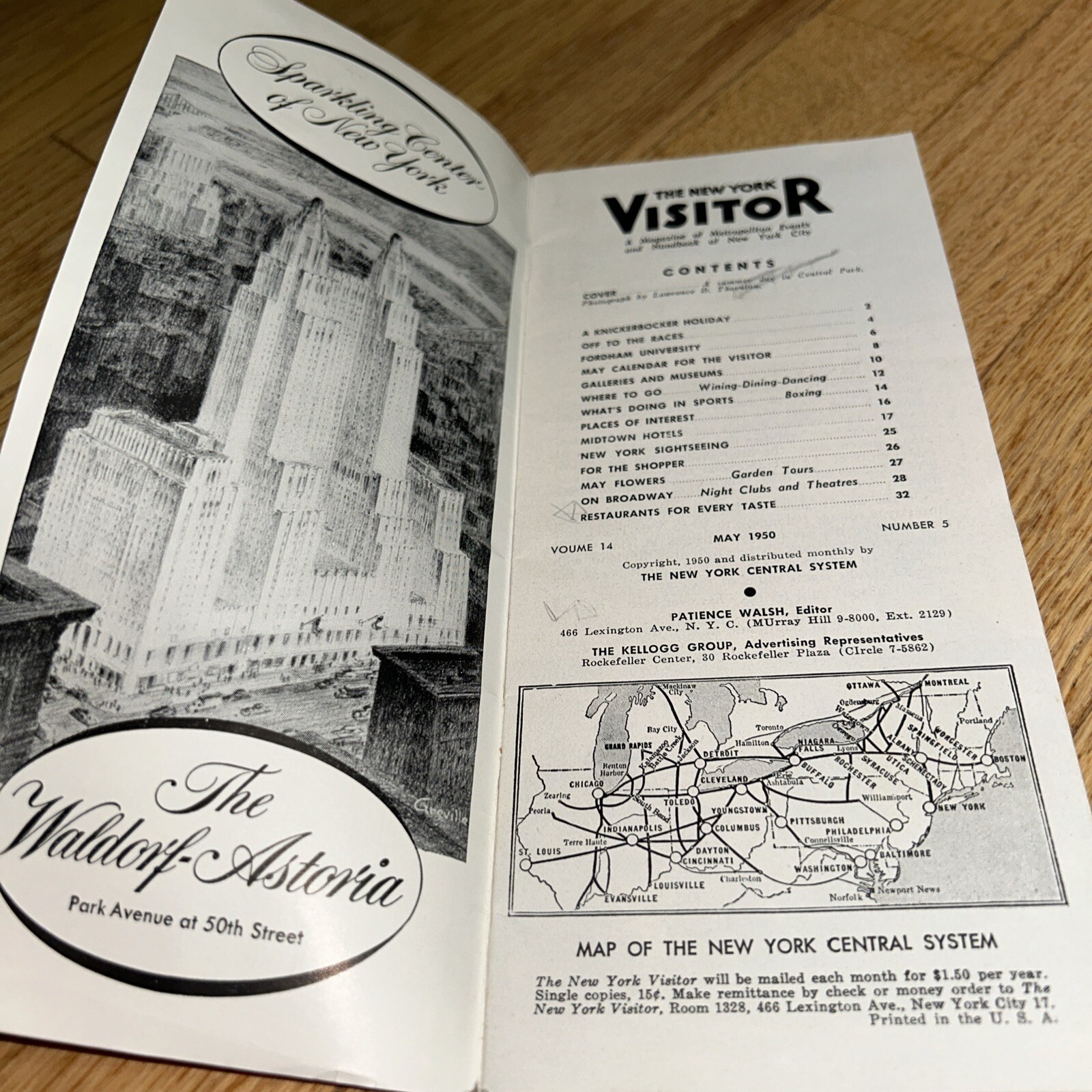 May 1950 THE NEW YORK VISITOR NY Guide NEW YORK CENTRAL SYSTEM RR – CENTRAL PARK