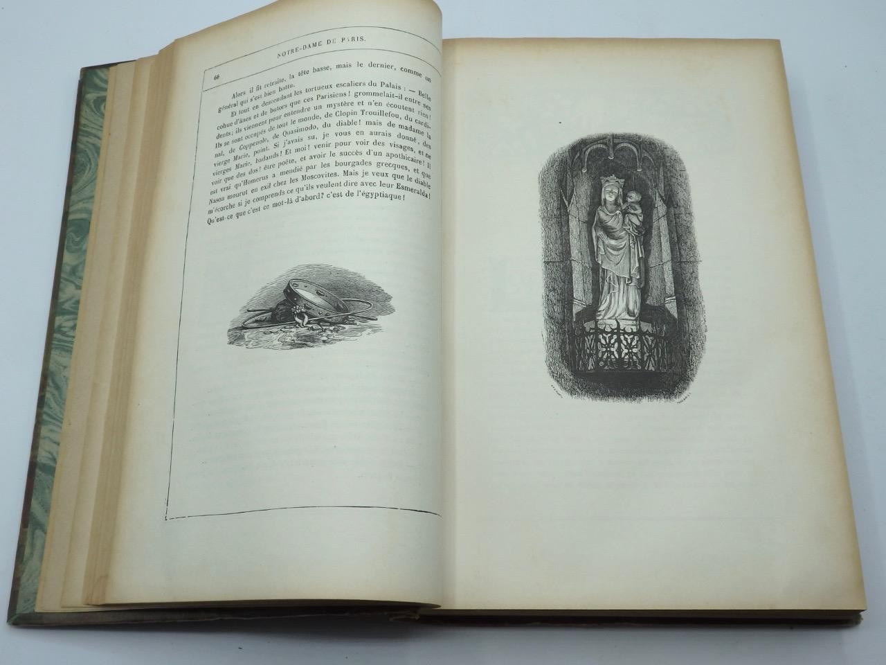 c1880 HUNCHBACK of NOTRE-DAME in FRENCH – Victor Hugo VERY CLEAN Leather Binding