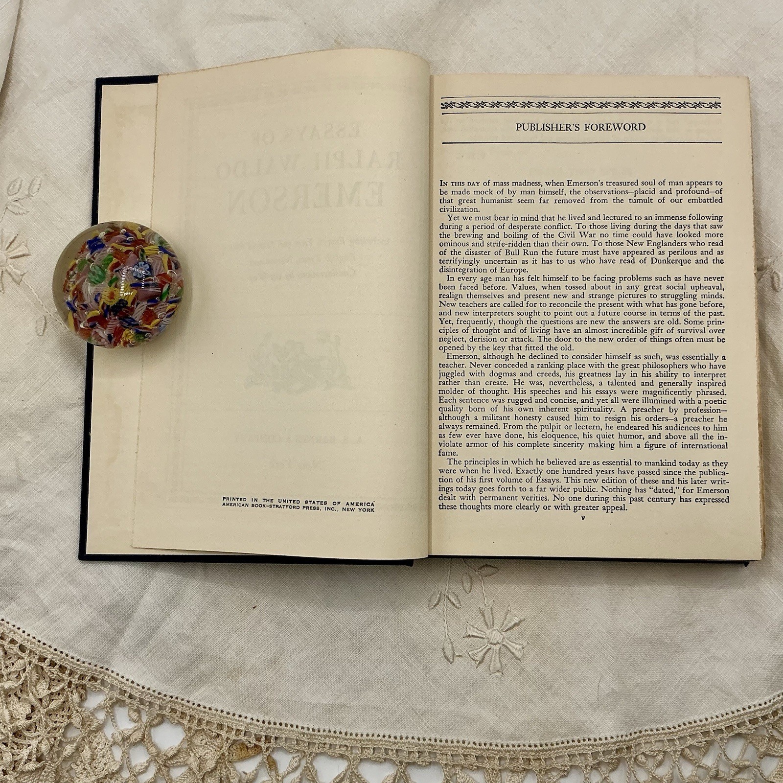 Essays by Ralph Waldo Emerson A.S. Barnes & Co New York Blue Hardcover 1944