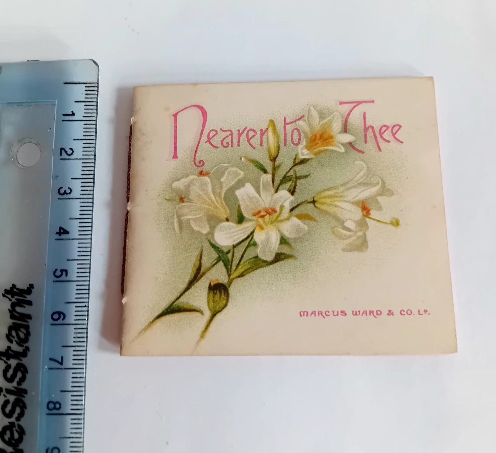 2 x Antique Religious Scripture Minature Gift Booklets Thread Bound 8x7cm Illus
