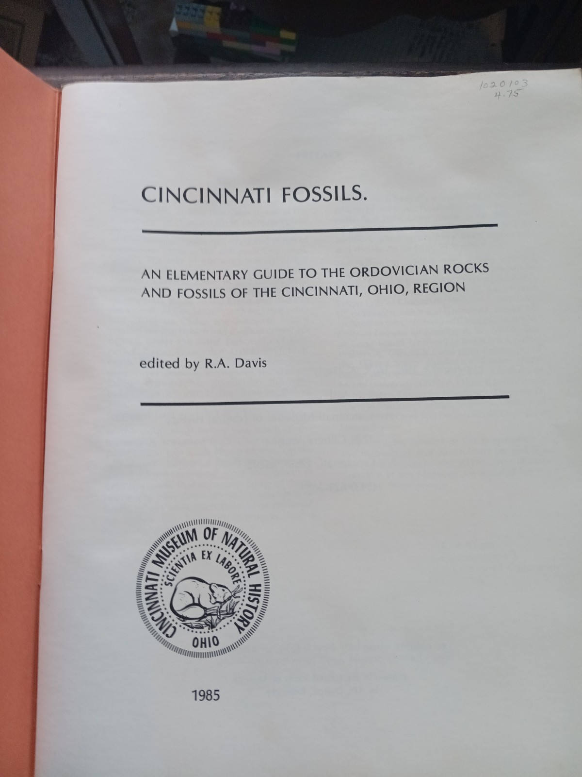 Vintage Cincinnati Fossils Guide Ordovician Rocks R A Davis Ohio Museum Book