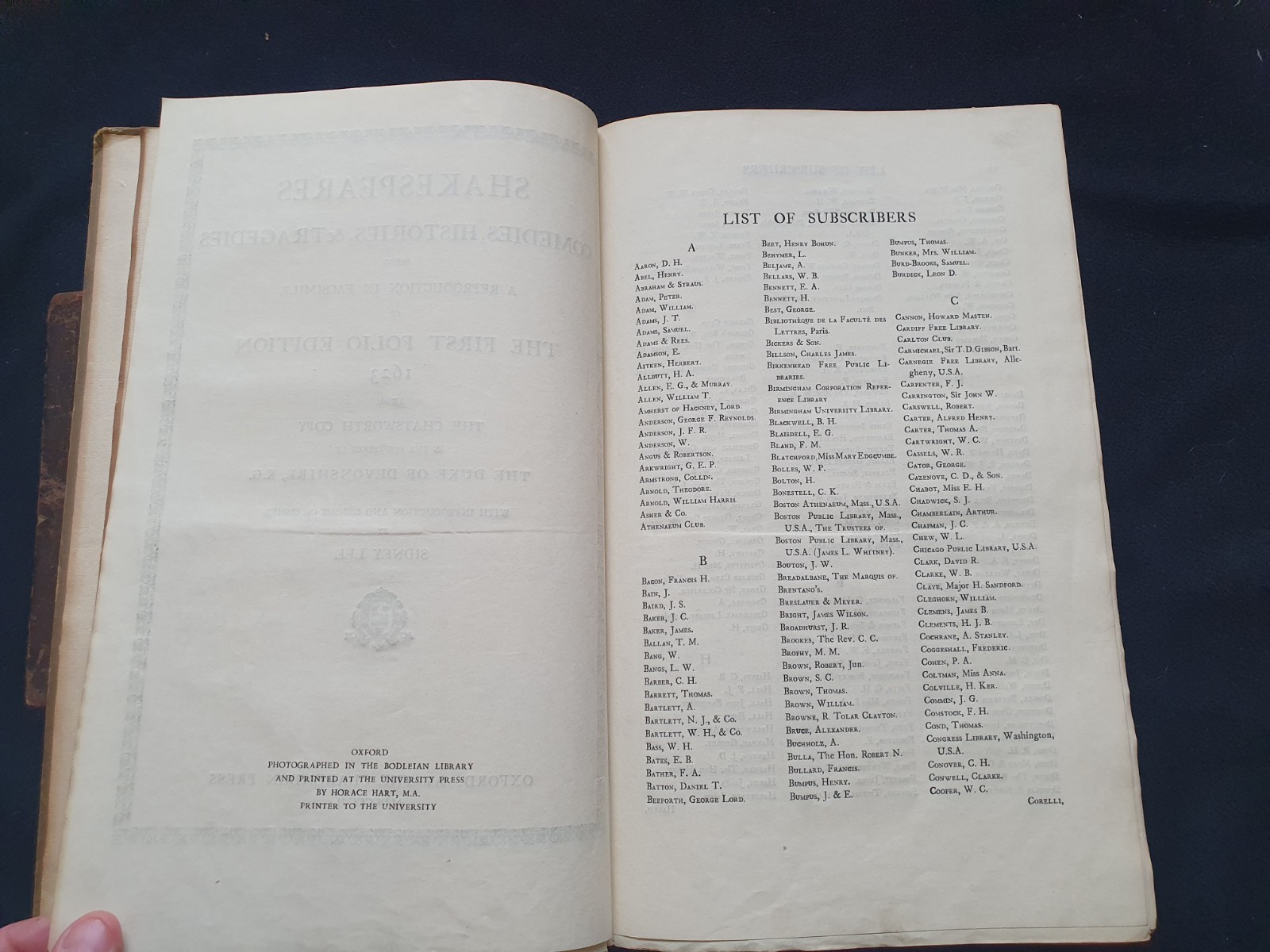 Shakespeare Facsimile 1623 First Folio Edition Sidney Lee 1902