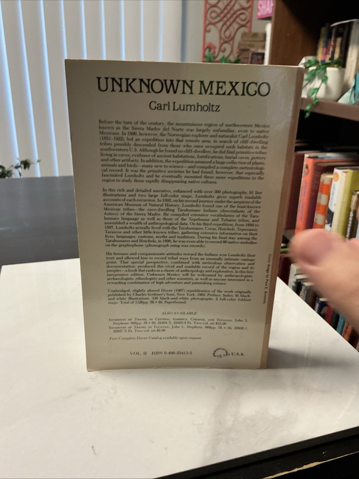 1987 DOVER PAPERBACK – UNKNOWN MEXICO- VOLUME 2 – CARL LUMHOLTZ