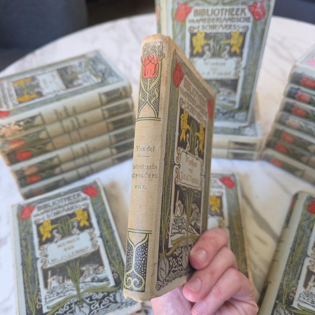(20) Library Of Dutch Authors Bibliotheek Van Nederlandsche HC Art Nouveau Cover