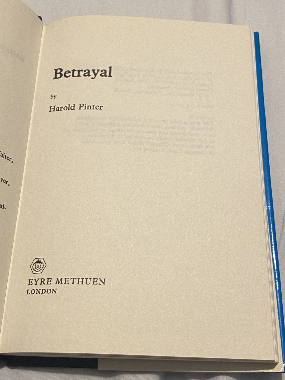 Harold Pinter Betrayal First Edition First Printing Unclipped Dust Jacket