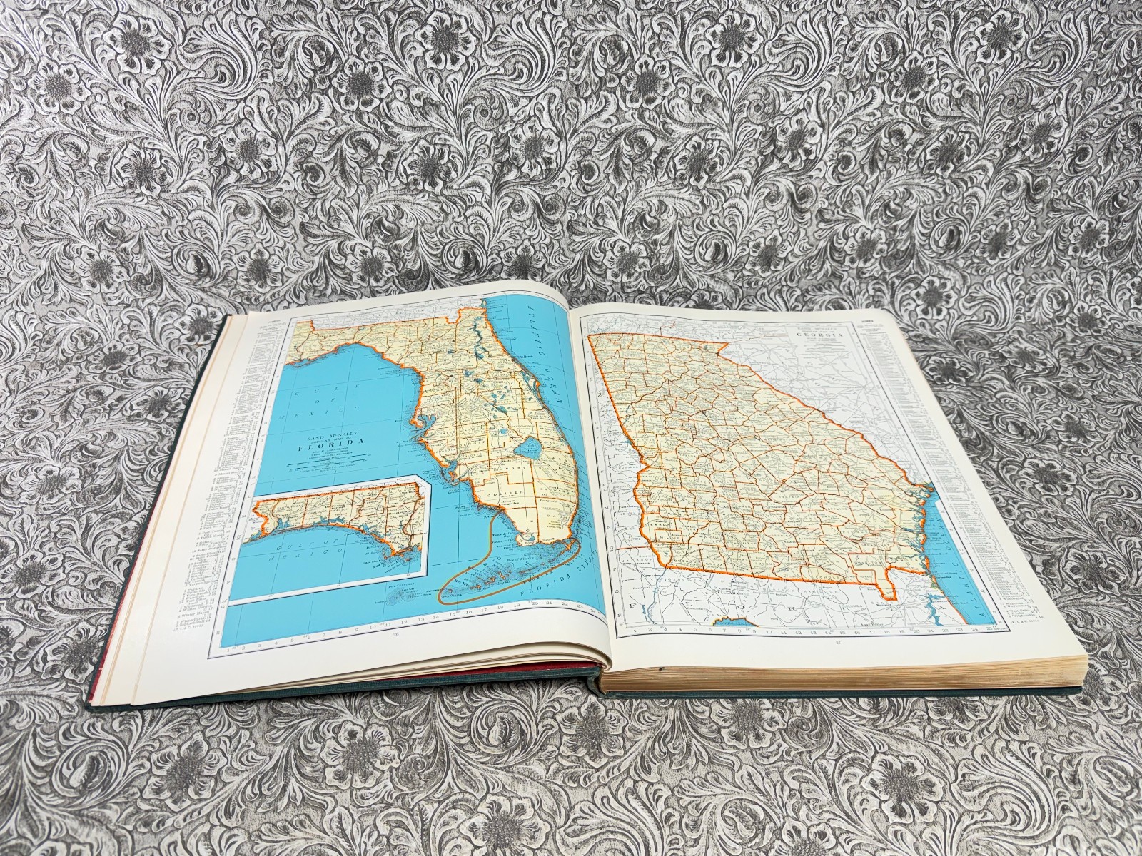 Antique 1942 Rand McNally World Atlas Premier Edition Book Maps Charts War Era