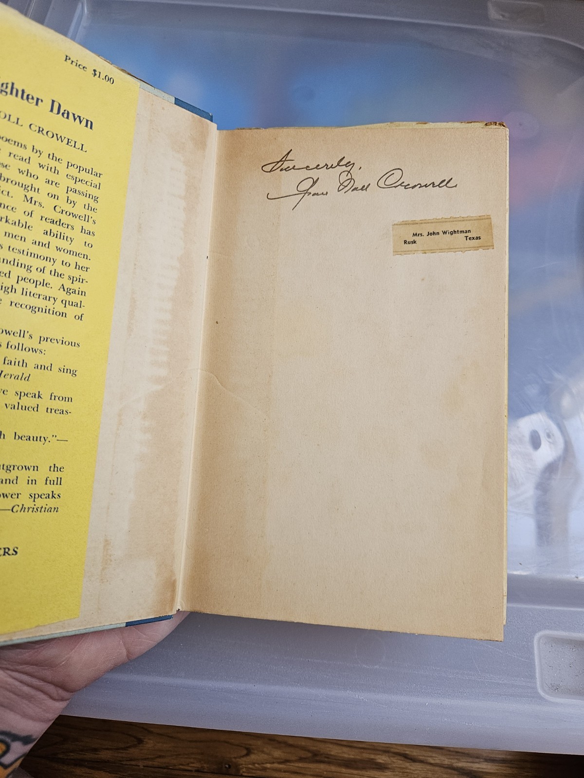 Two Autographed Poetry Books And Newspaper Clippings Of Grace Noll Crowell