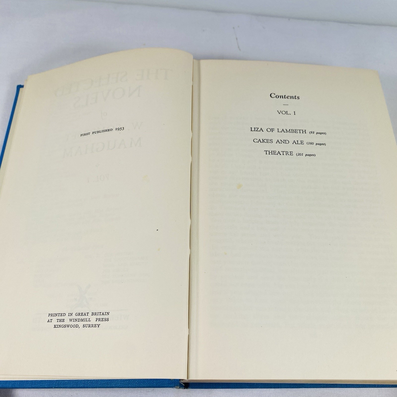 The Selected Novels of W Somerset Maugham. Full 3 vol set. Heinemann 1953, 1st.