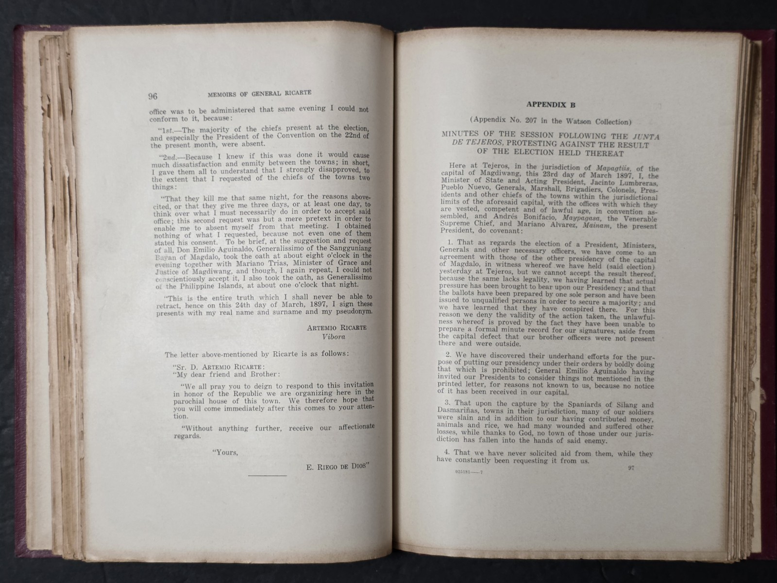 Memoirs Of General Artemio Ricarte National Heroes Comm. Katipunan * Read 1st *