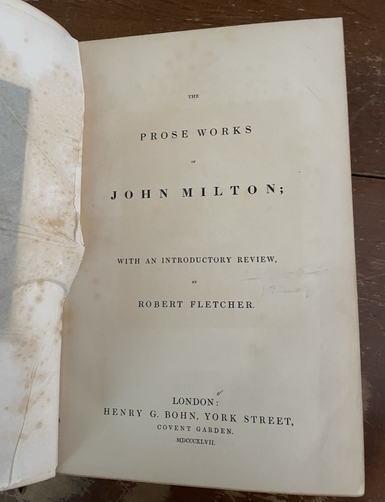 the Prose Works of John Milton 1847
