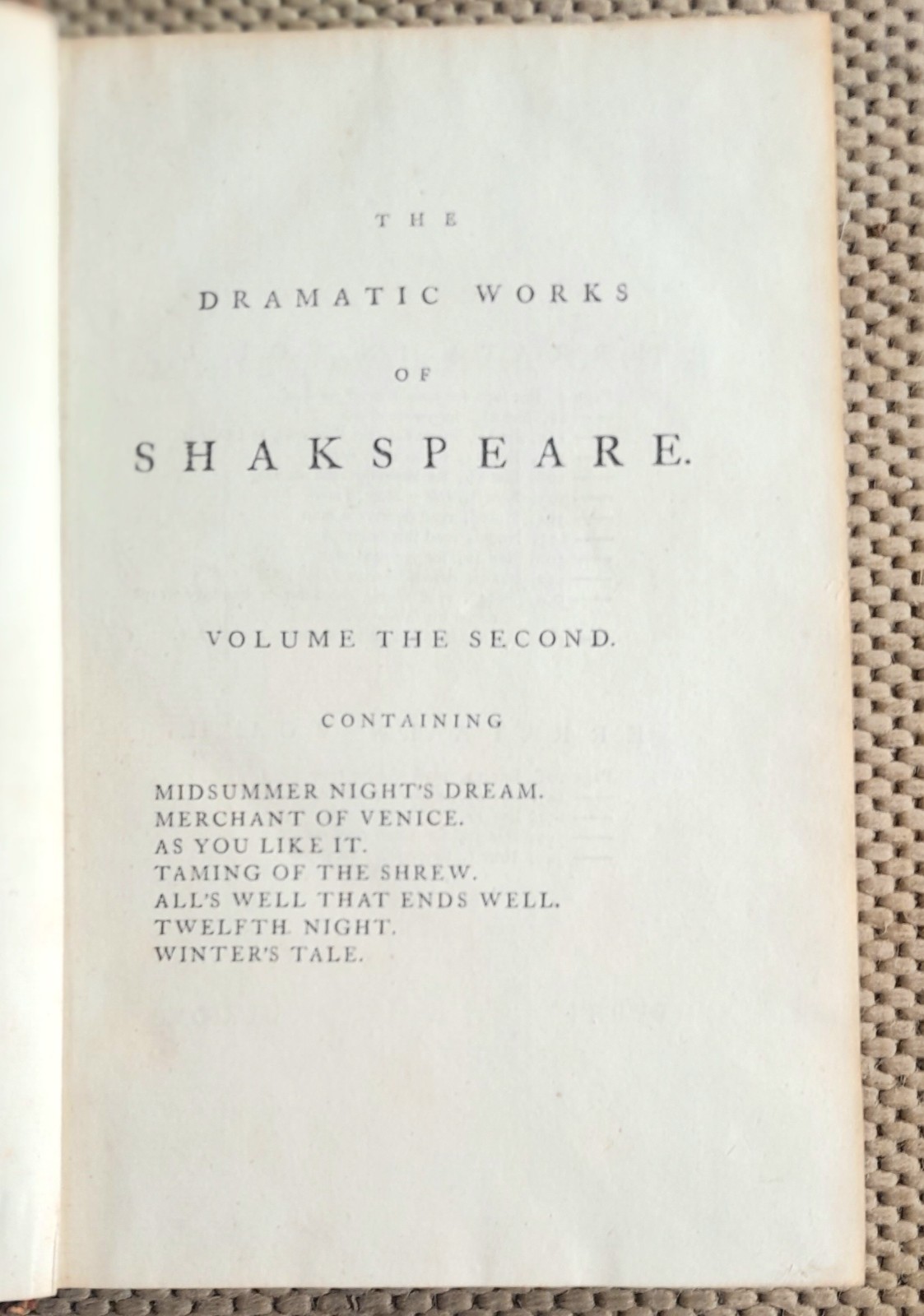 1700s THE WORKS OF WILLIAM SHAKESPEARE, FINE BINDINGS, GOOD CONDITION
