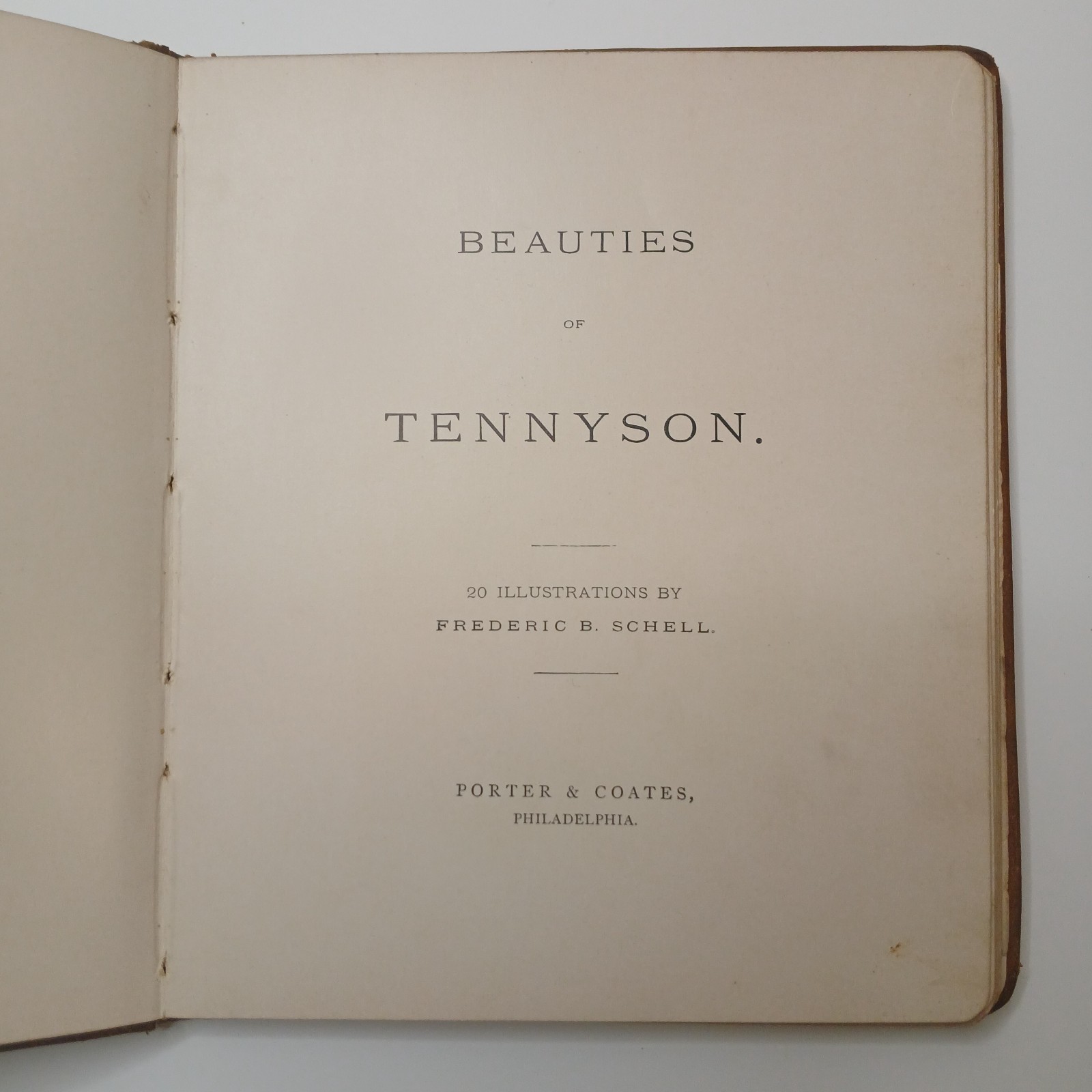 Beauties of tennyson antique collectable leather book 1885 embossed gold leaf