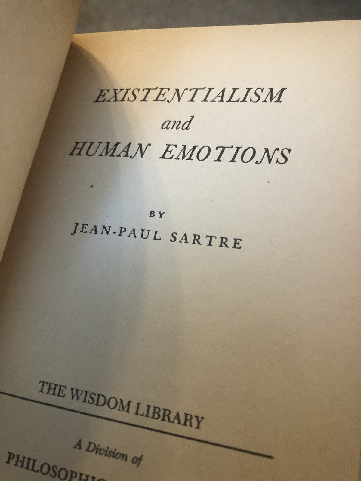 EXISTENTIALISM AND HUMAN EMOTIONS by Sartre – 1st/1st HCDJ 1957 – philosophy