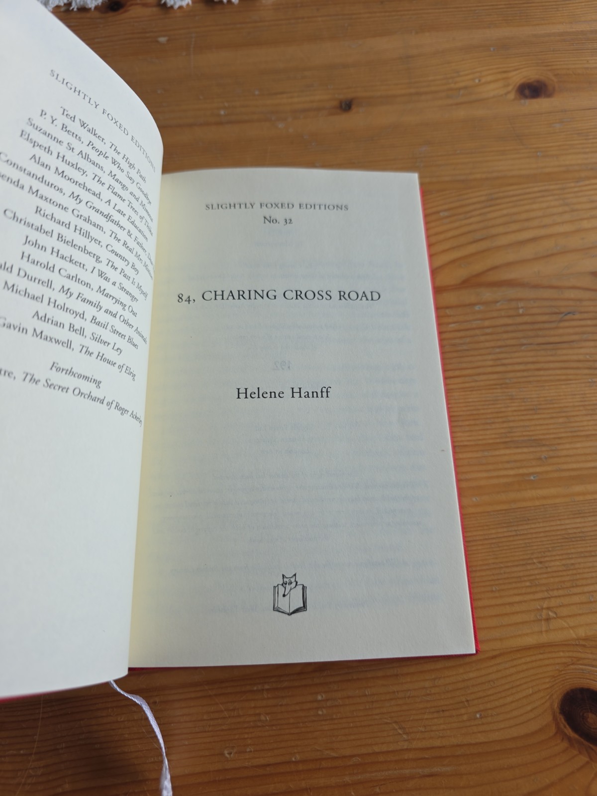 2015 Slightly Foxed Limited Edition Helen Hanff 84 Charing Cross Road