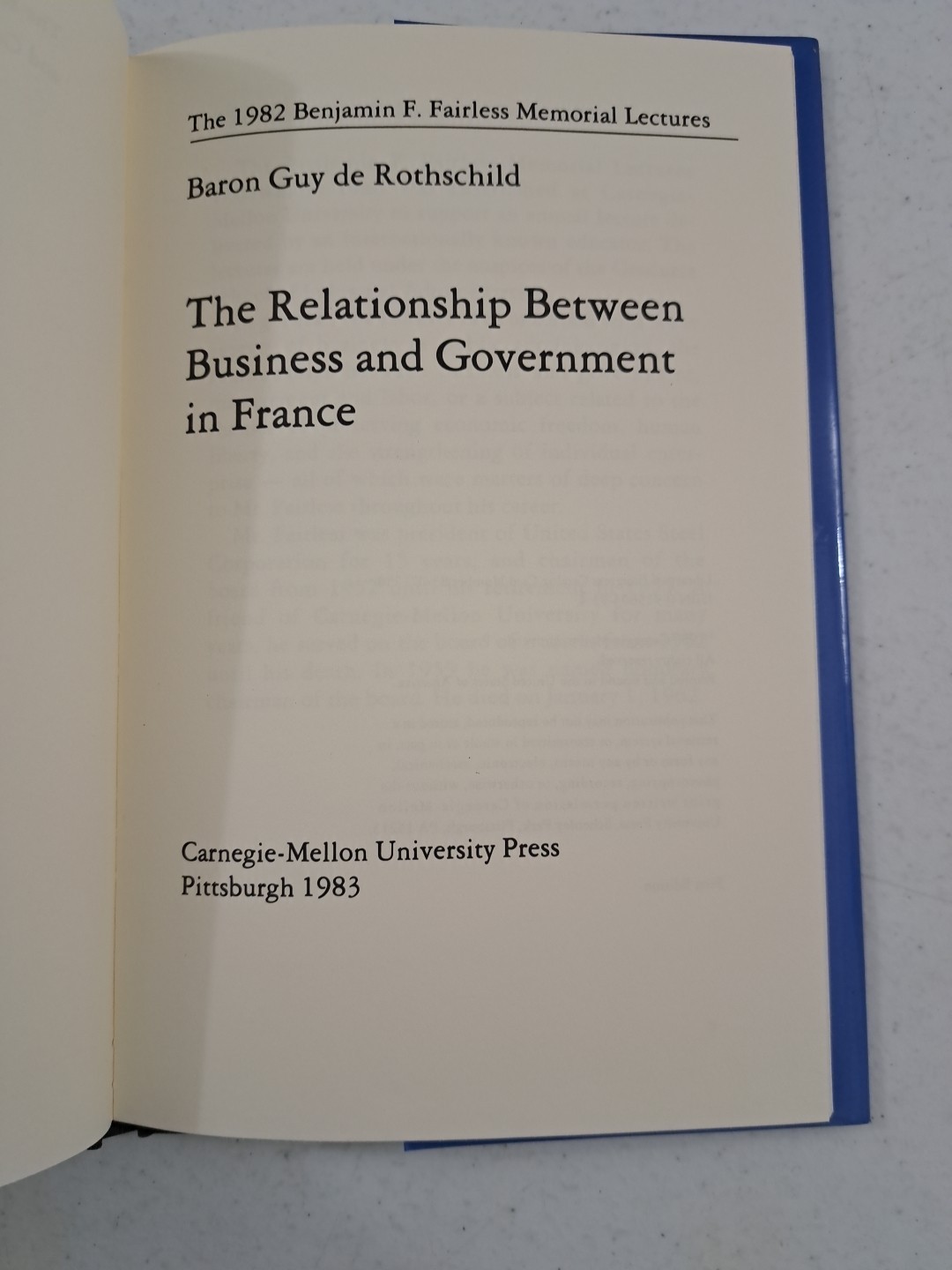 RARE 1983 HCDJ 1st Ed-The Relationship Between Business & Government In France