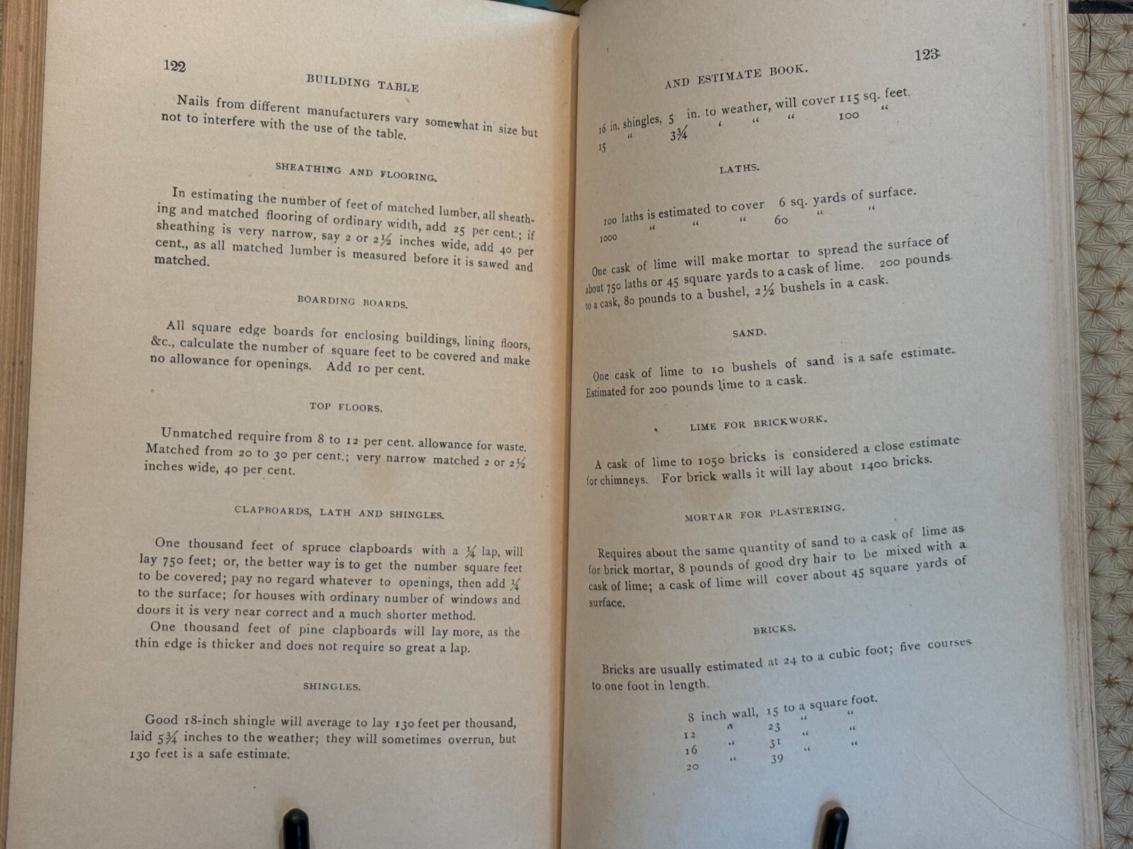 Brown’s Building Table and Estimate Book, L.E. Brown, 1889, great shape, illus.