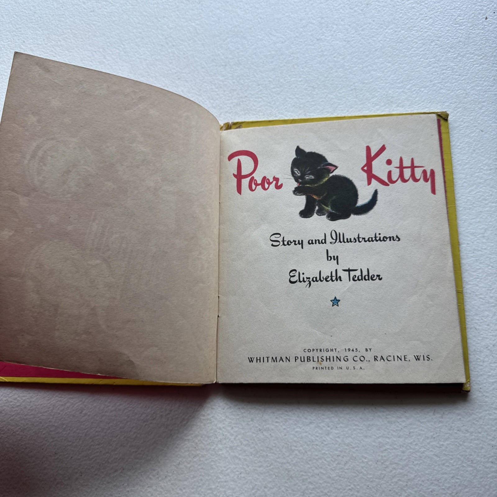 Poor Kitty By Elizabeth Tedder 1945 Vintage Kids Book Whitman Publishing Company