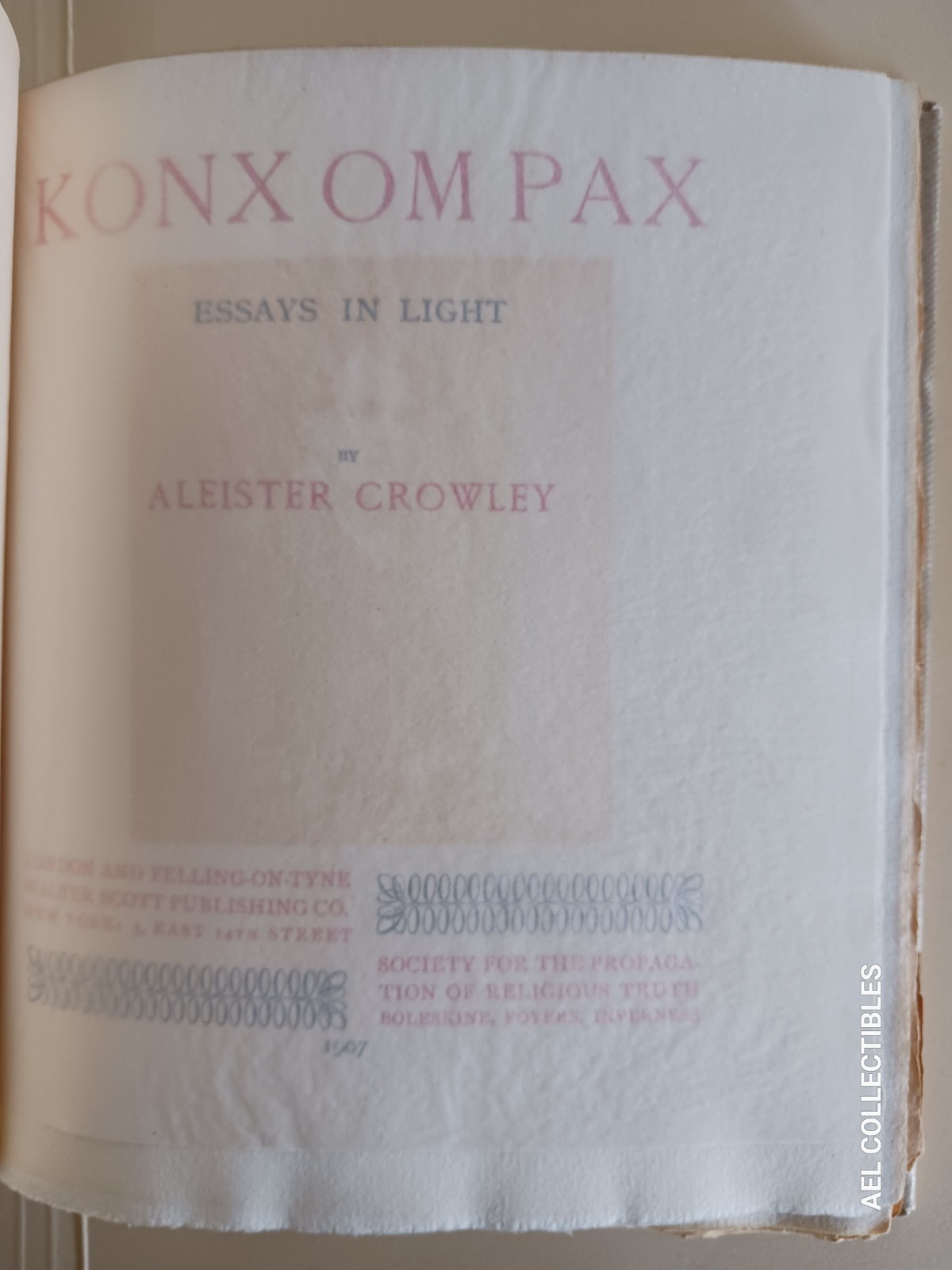 KONX OM PAX Aleister Crowley 1907 FIRST Occult Thelema Magick Alchemy 4TH SALE!