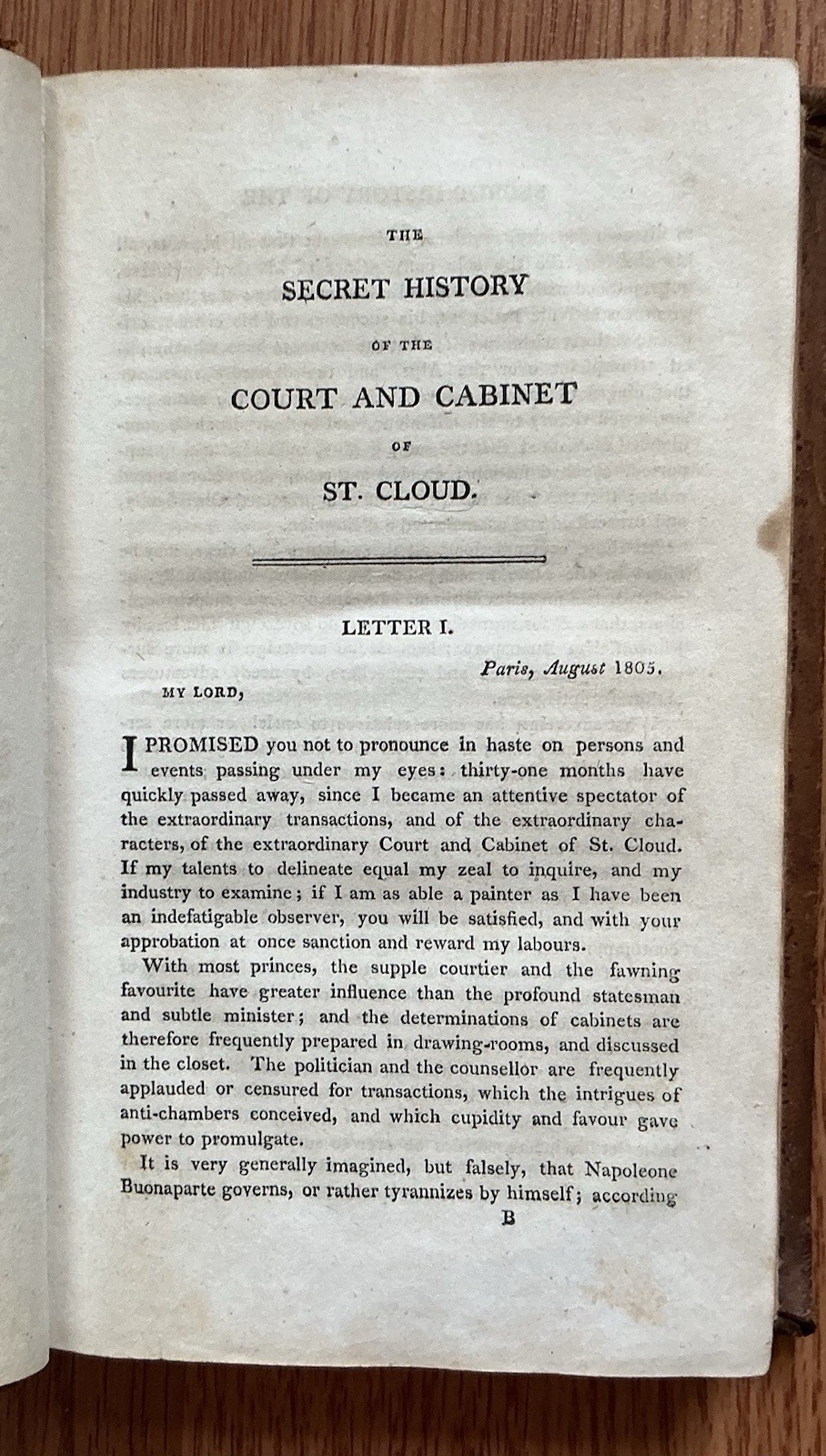 SECRET HISTORY COURT CABINET OF ST CLOUD 1806 US Ed Old Leather Book / FRANCE