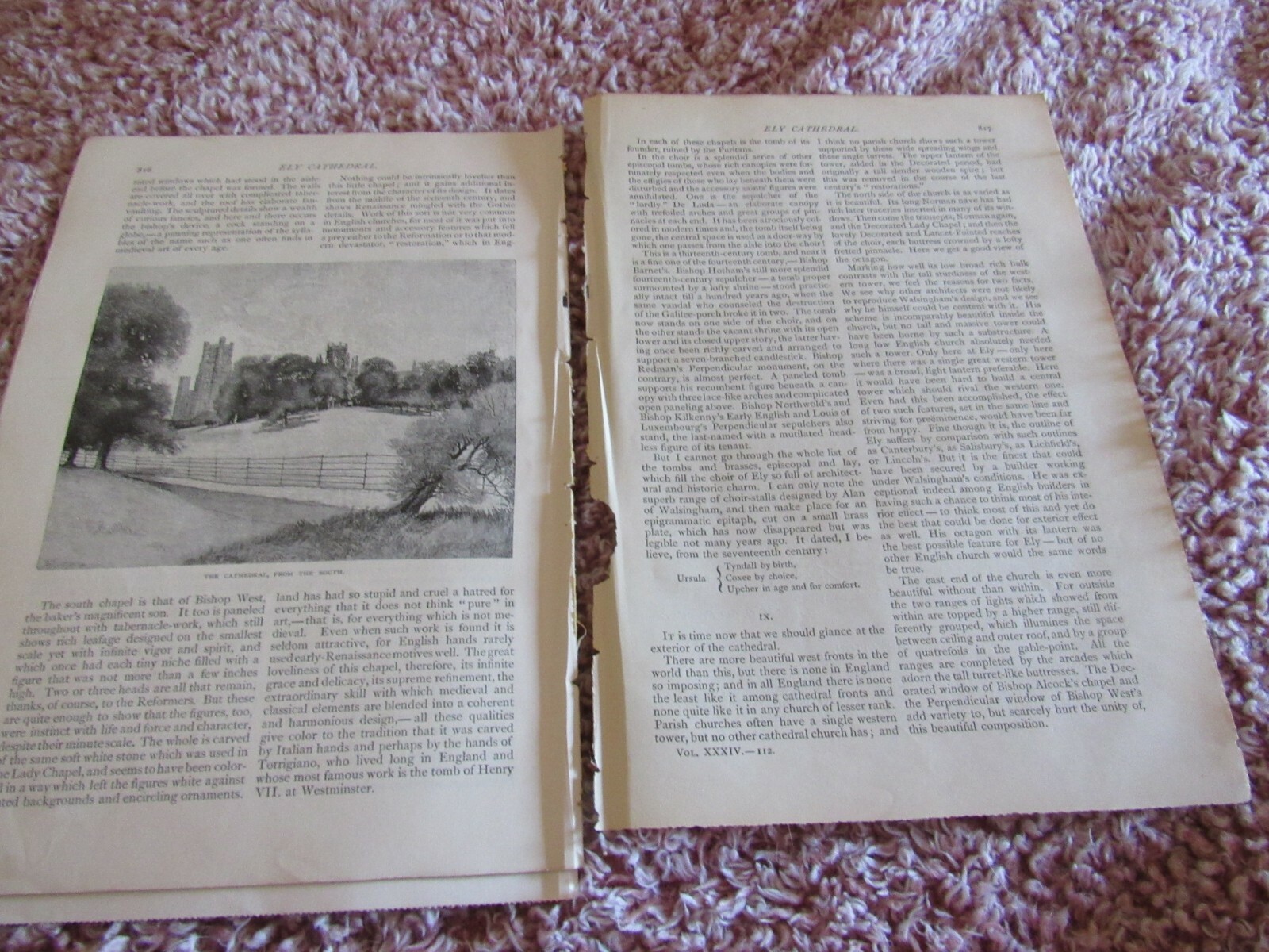 Antique Article-Illustrated-Ely Church Cathedral England-1887-1880’s-Outlook
