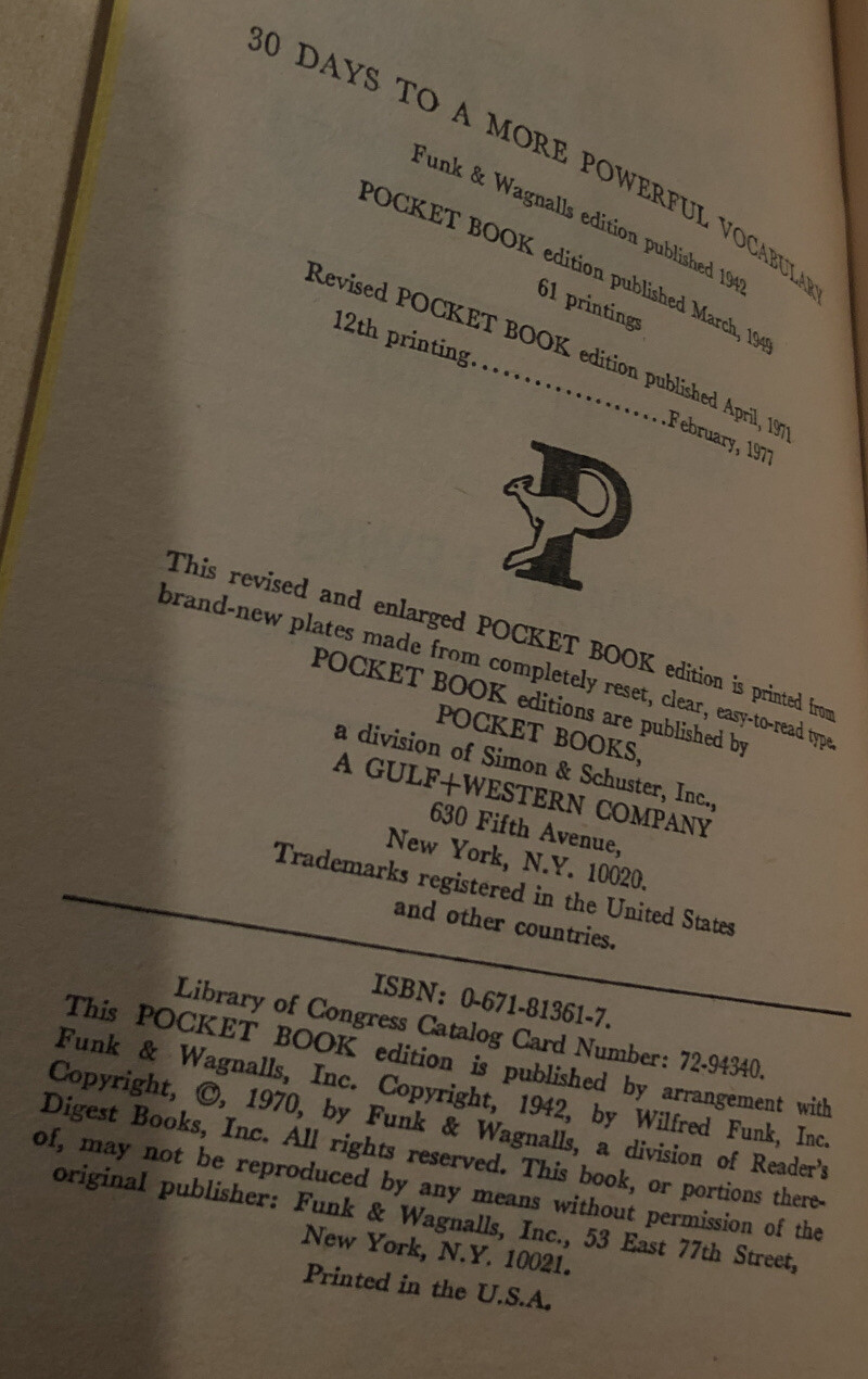30 Days to a More Powerful Vocabulary, Rev. Ed. by Wilfred Funk and Norman Lewis